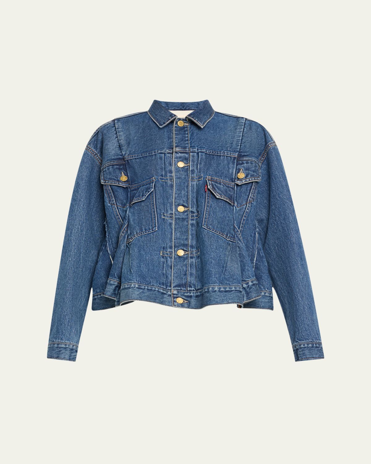 SACAI Denim Pleated Trucker Jacket
