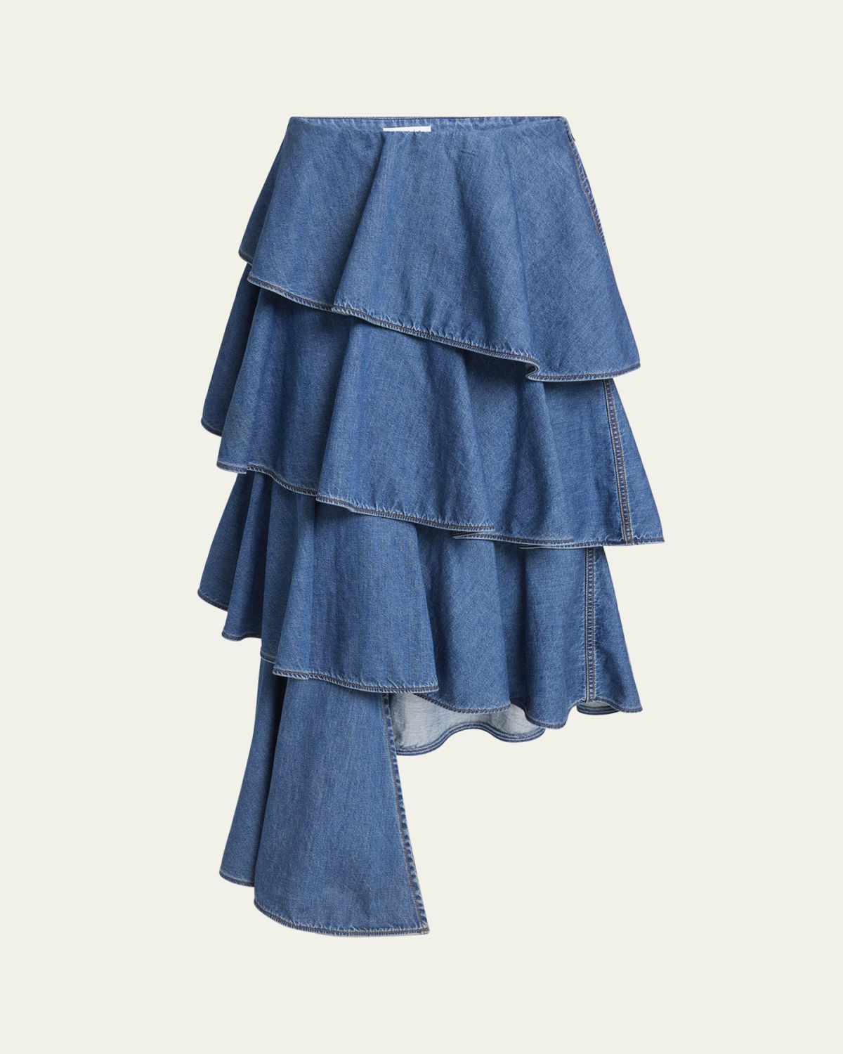 ALAIA Spiral Ruffle Denim Midi Skirt | Thumbnail 6 ALAIA Spiral Ruffle Denim Midi Skirt | Thumbnail 6