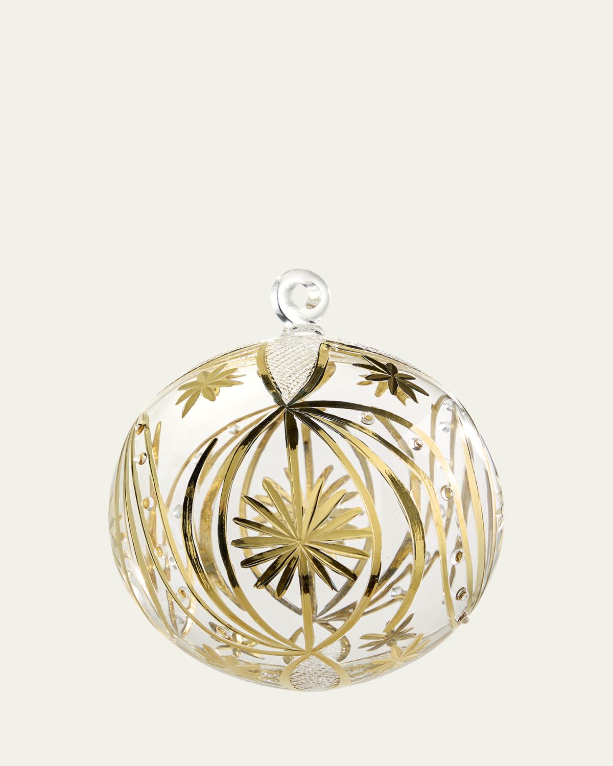 Bergdorf Goodman Clear Gold Deco Christmas Ornament