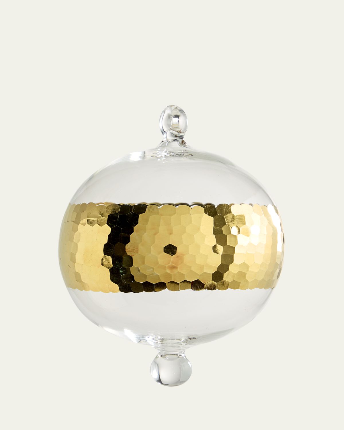 Bergdorf Goodman Clear Gold Hammer Dots Christmas Ornament