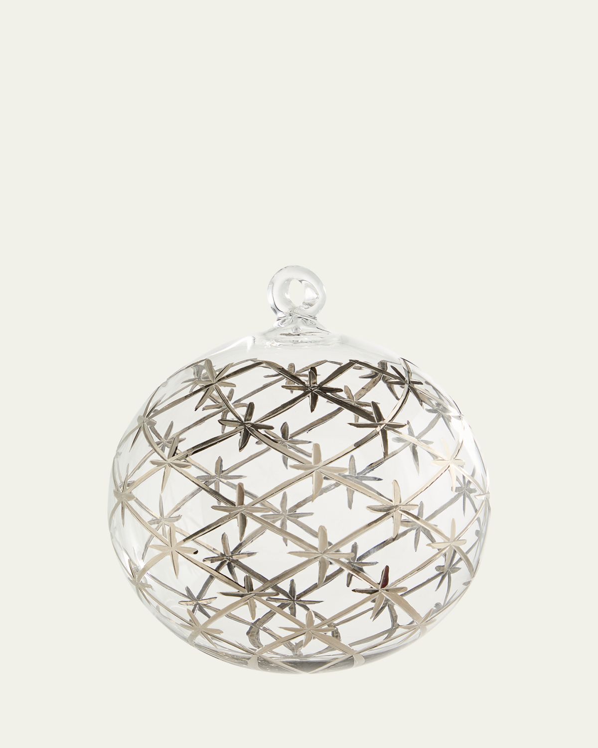 Bergdorf Goodman Clear Platinum Deco Christmas Ornament