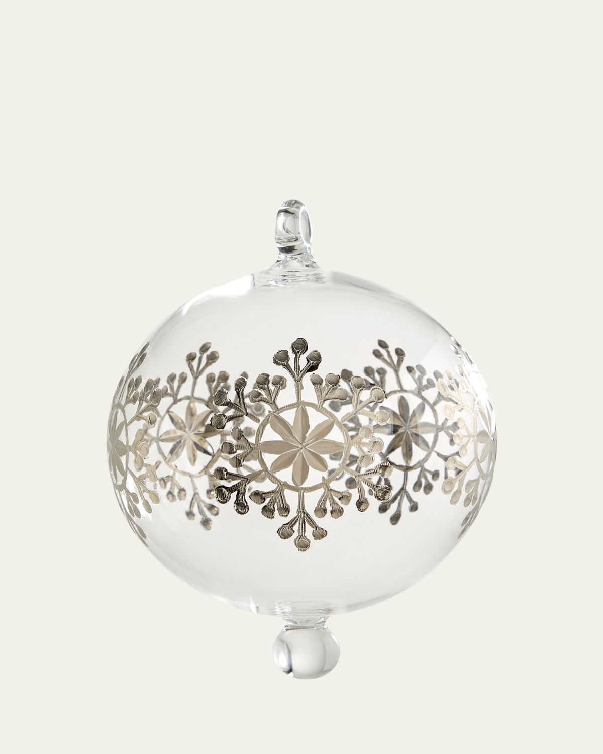 Bergdorf Goodman Clear Platinum Snowflake Christmas Ornament