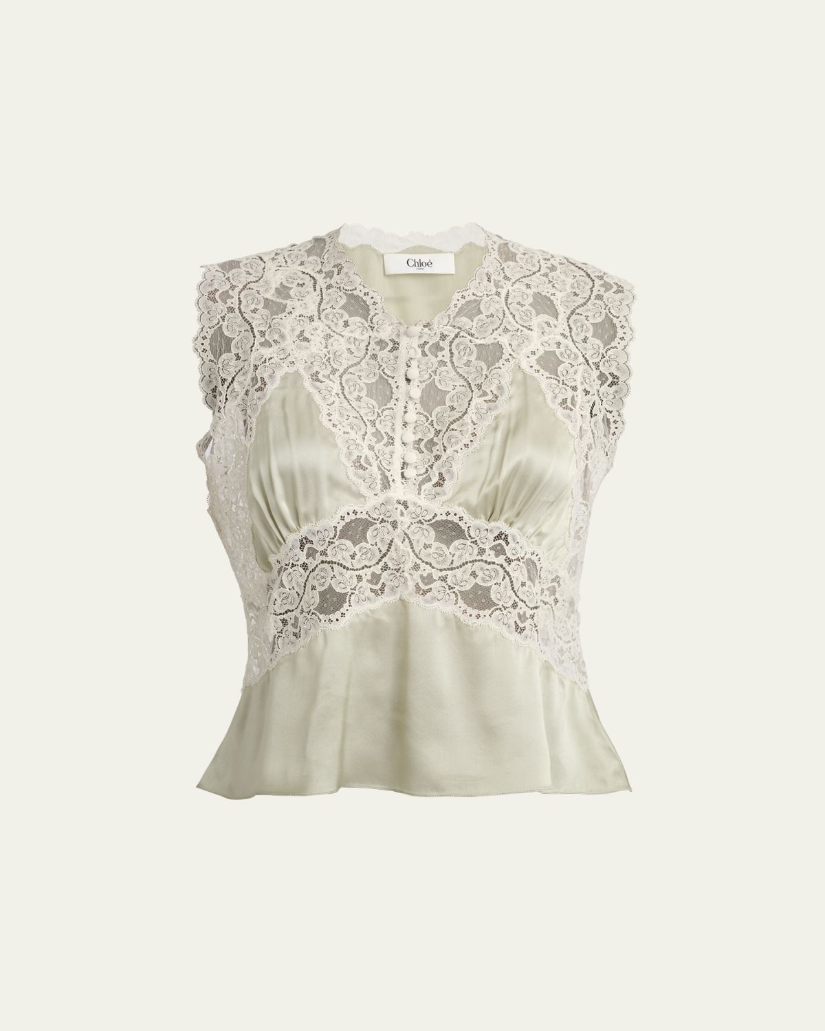 Lace Silk Sleeveless Top