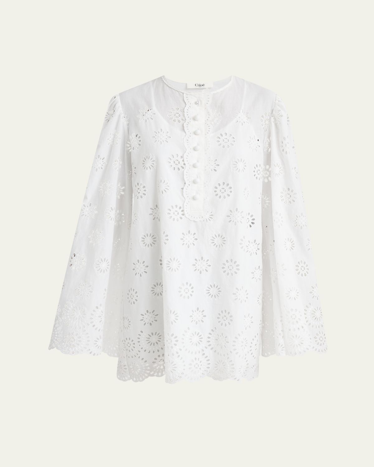 Chloe Scalloped Eyelet-Embroidered Mini Shift Dress