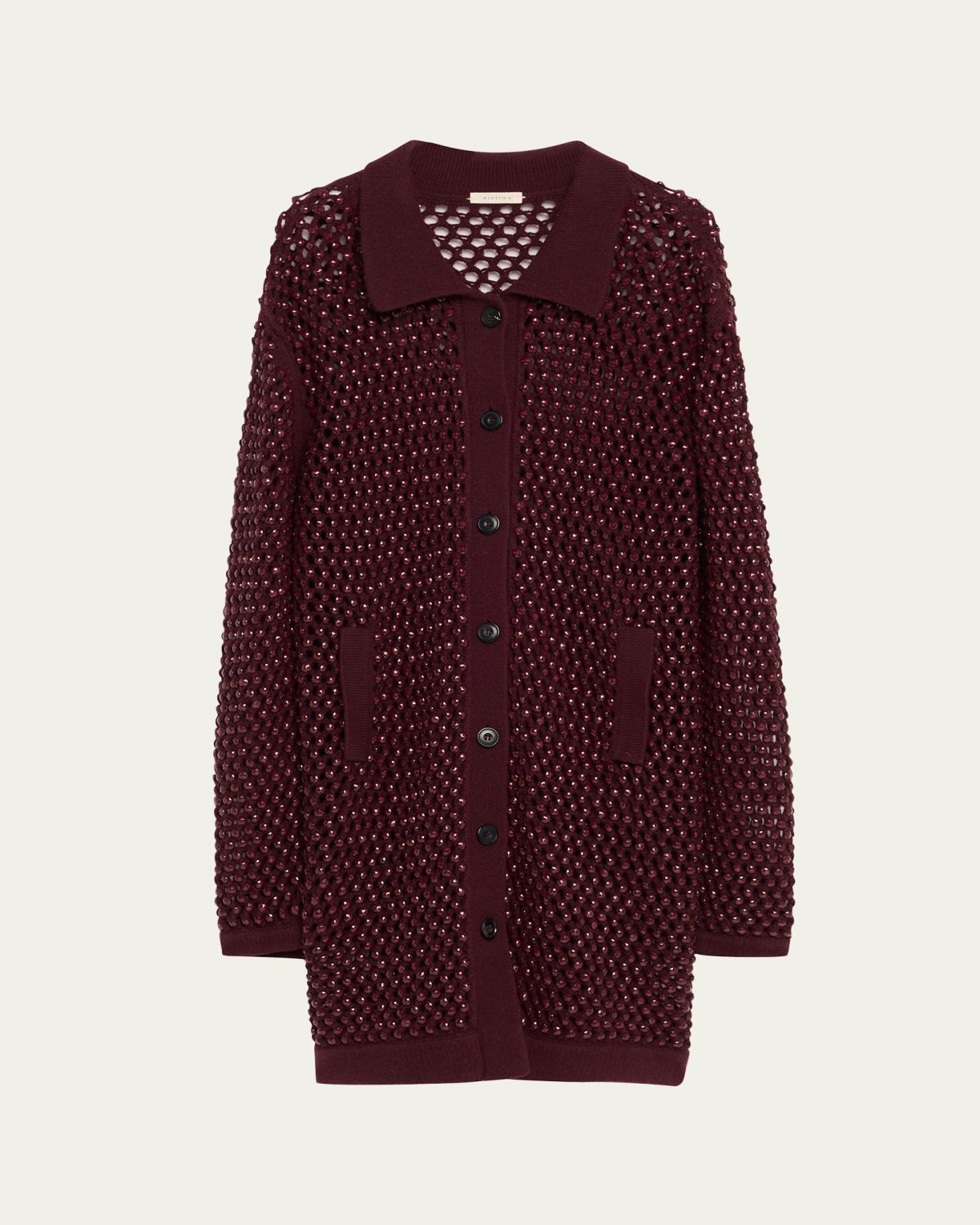 Diotima Embellished Open Knit Cardigan Coat