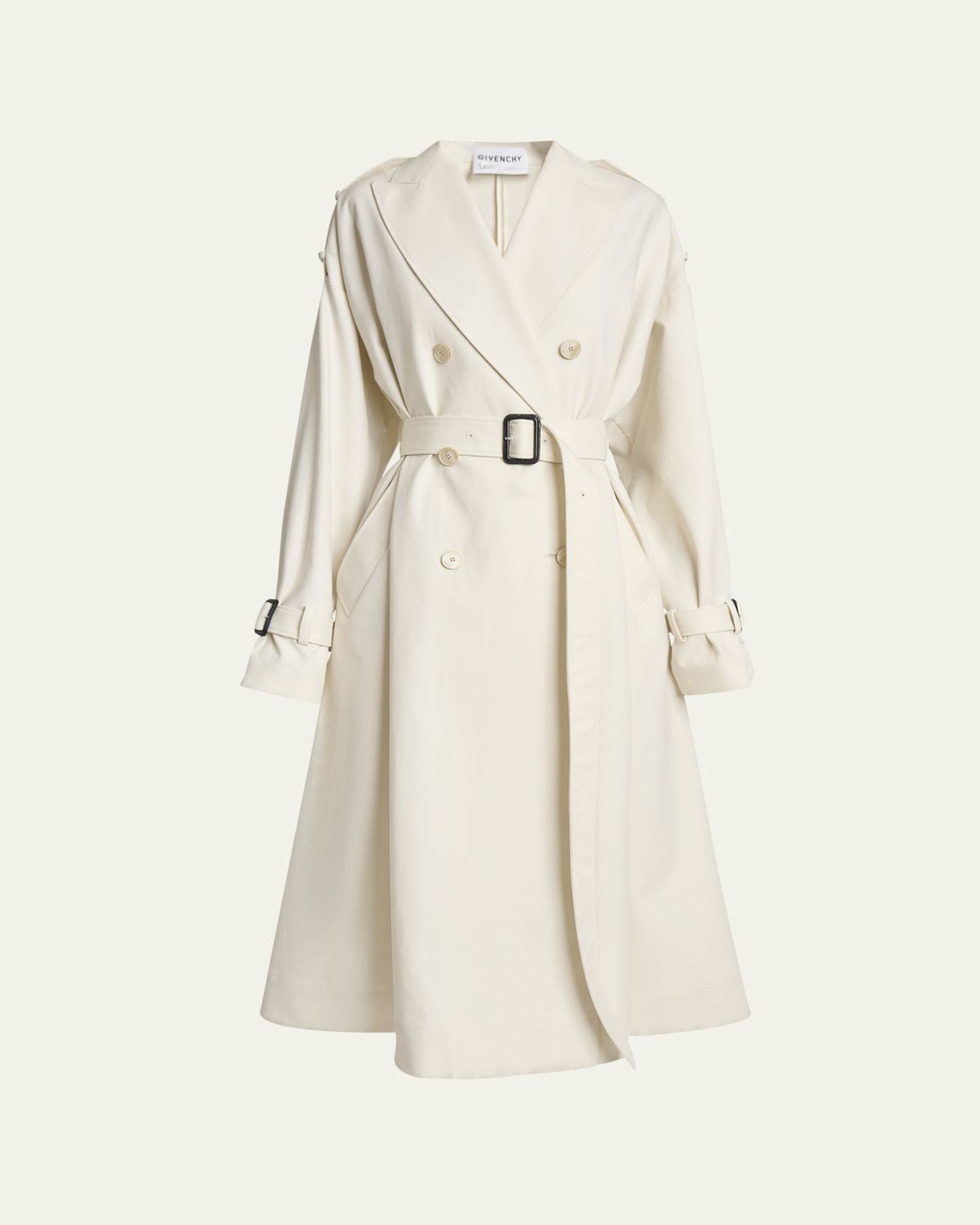 Givenchy Cocoon Shoulder Double-Breasted Belted Trench Coat