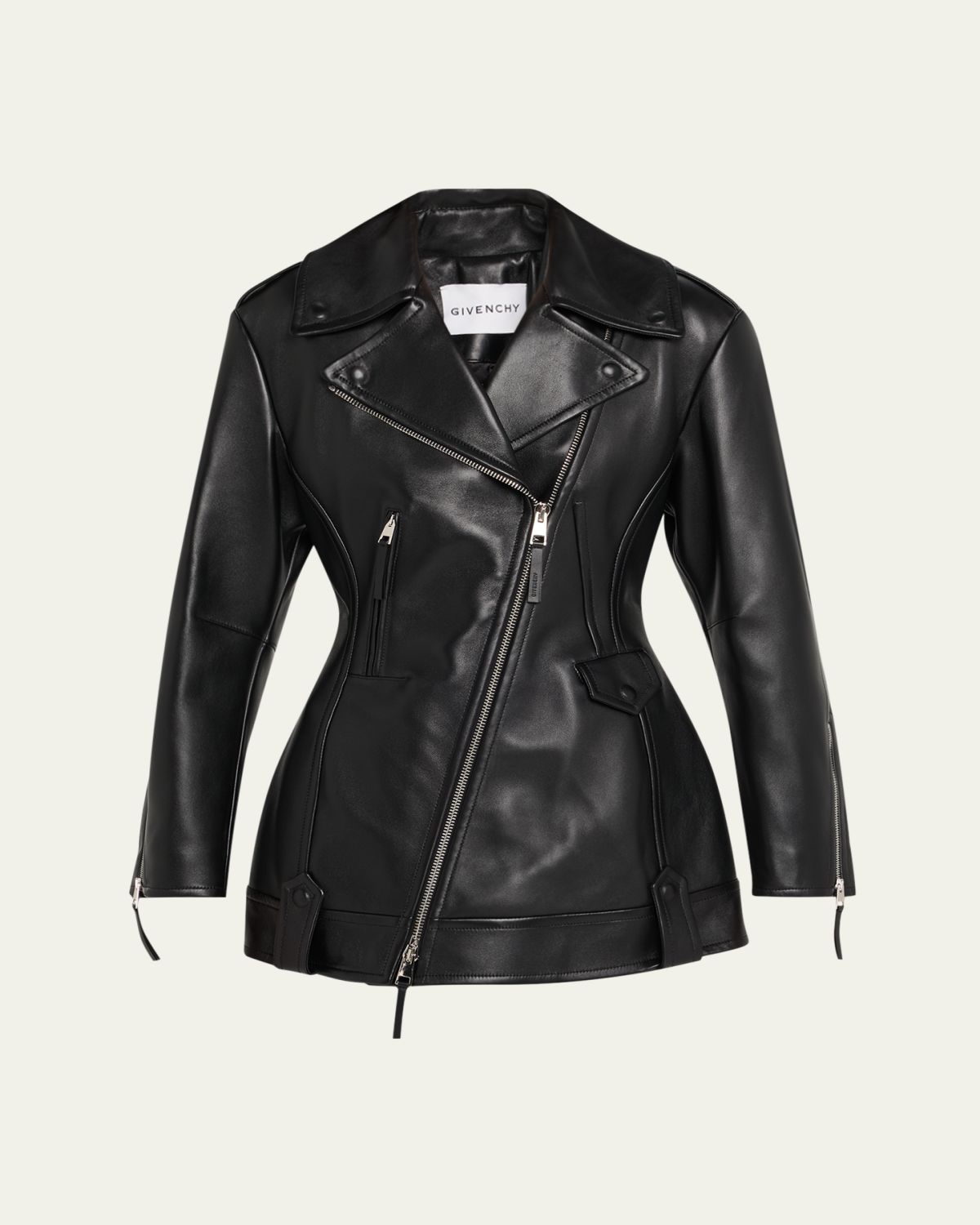 Givenchy Leather Cocoon Waisted Biker Jacket