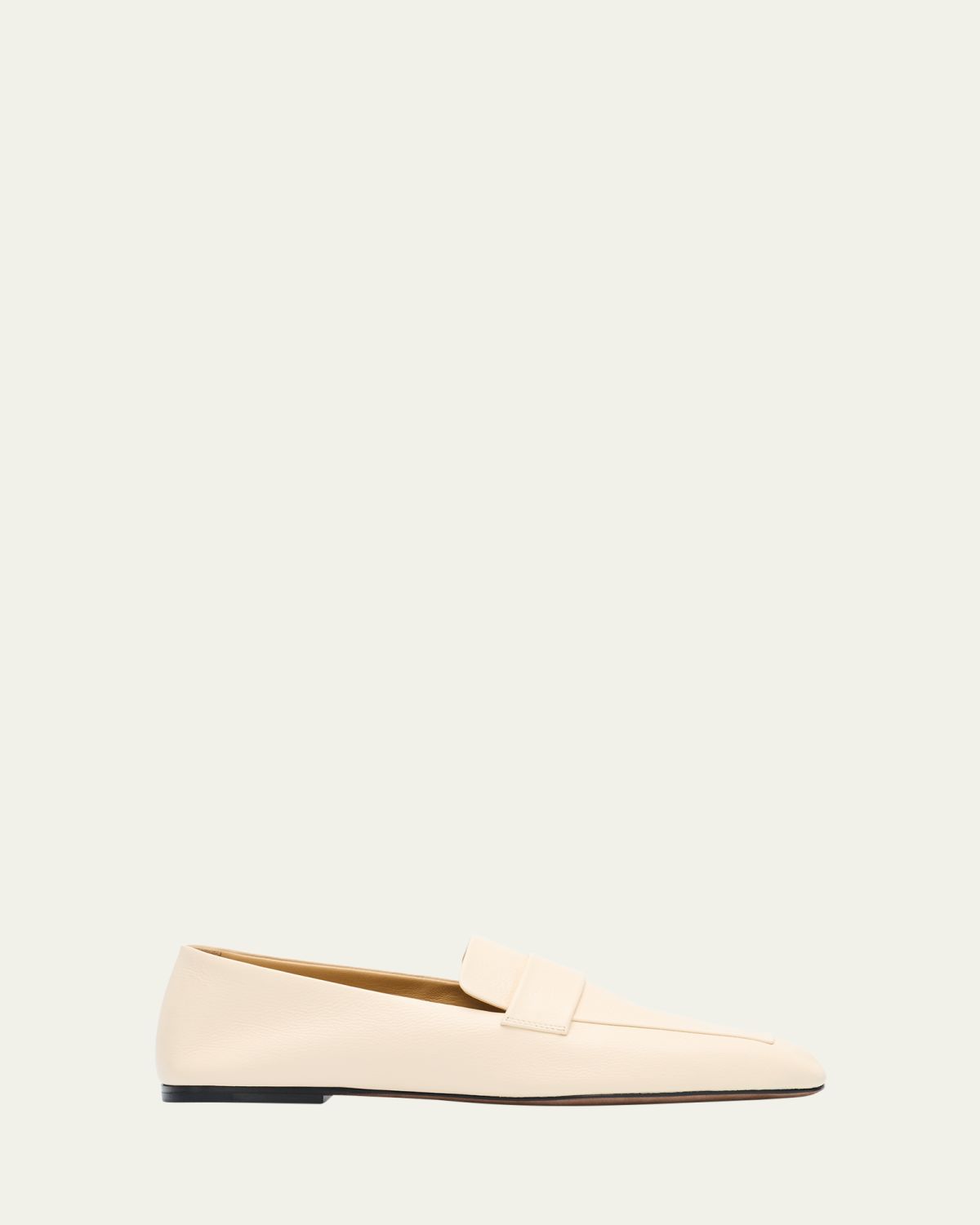 THE ROW Leather Square-Toe Loafers