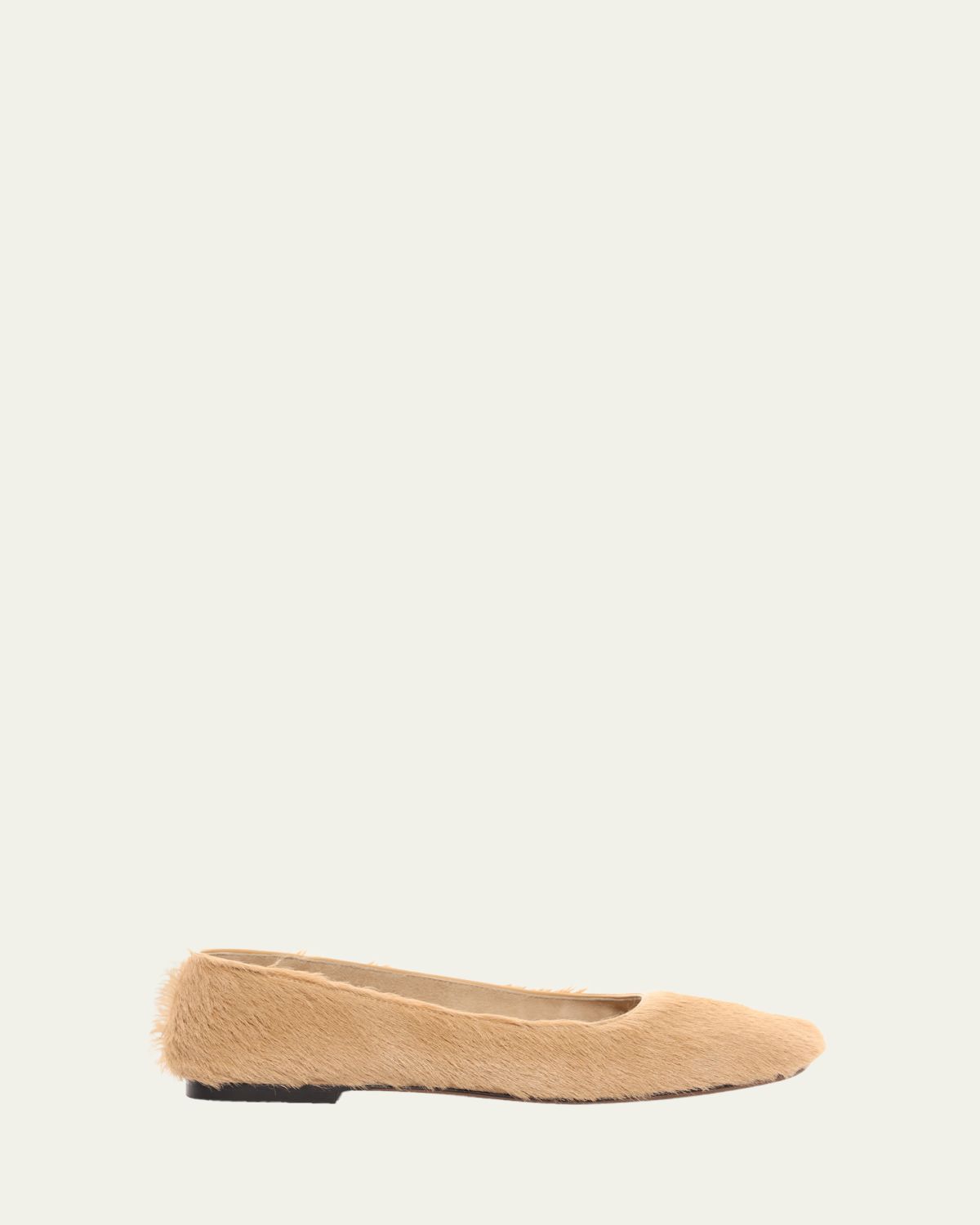 THE ROW Calf Hair Square-Toe Ballerina Flats