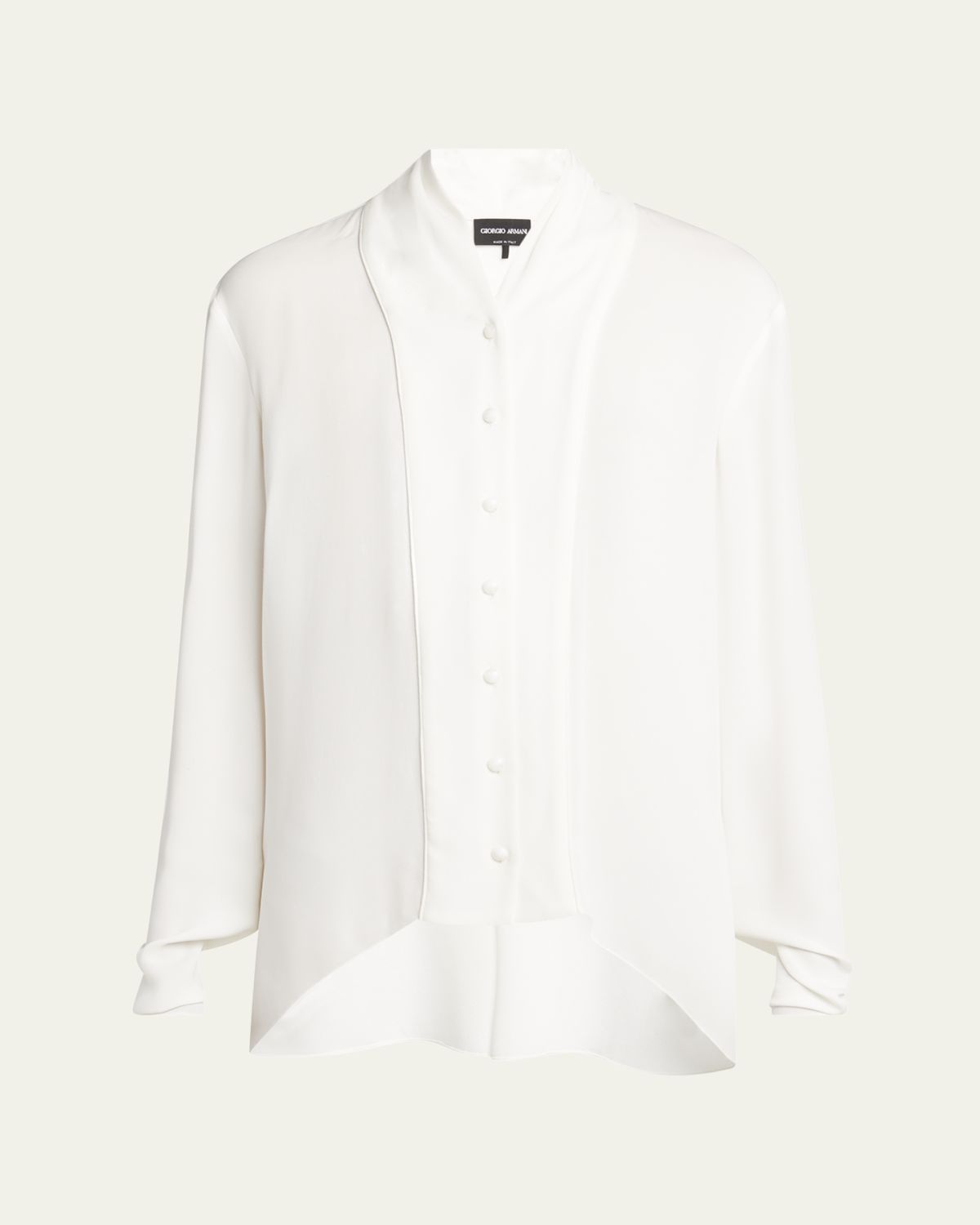 Giorgio Armani Shawl-Collar Silk Georgette Blouse | Thumbnail 7