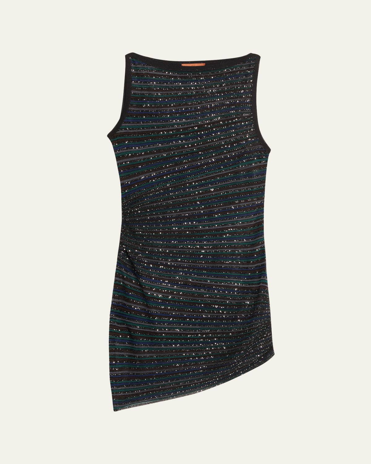 Missoni Metallic Striped Paillette Sleeveless Mini Dress