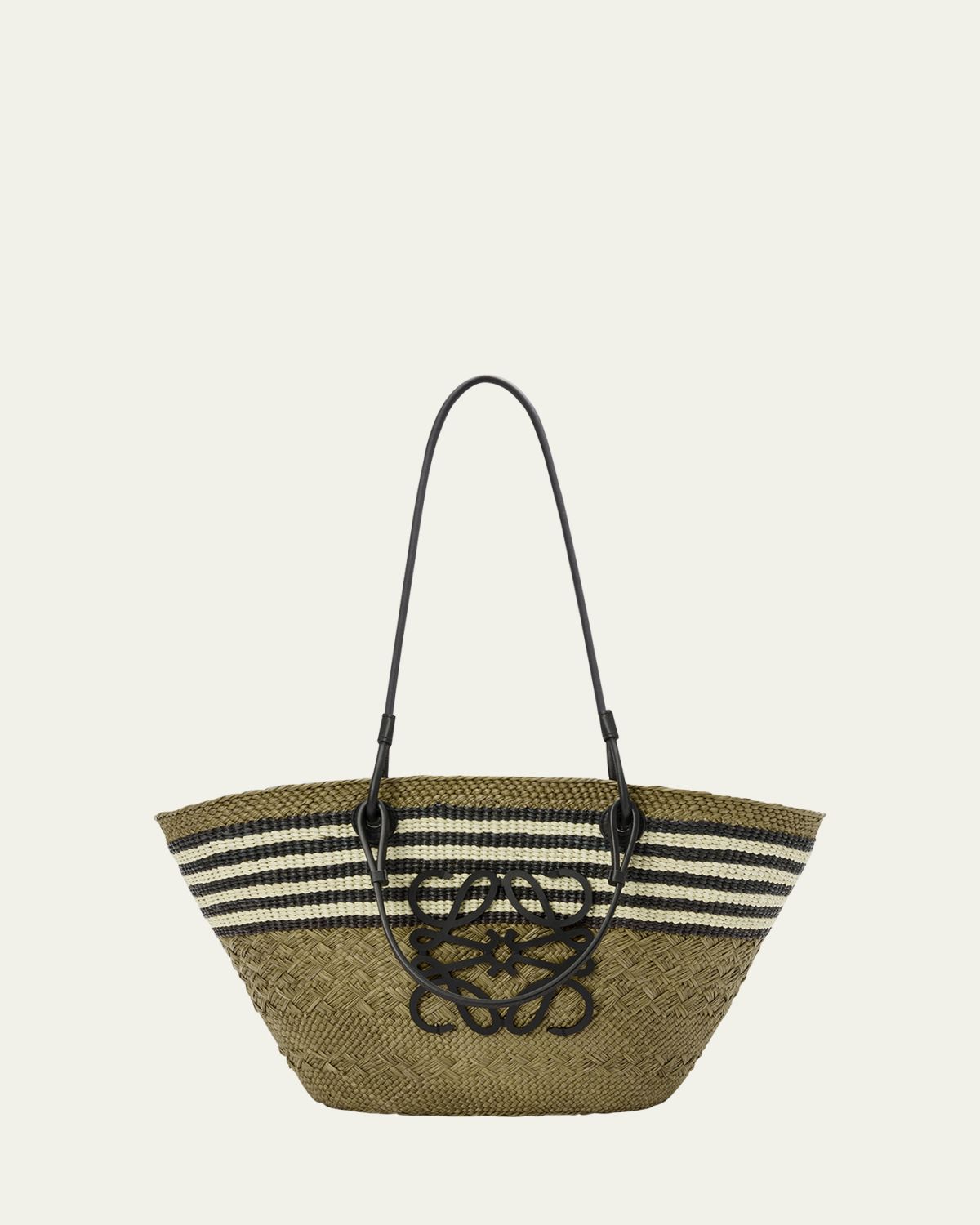 Loewe x Paula's Ibiza Medium Anagram Striped Basket Tote Bag in Straw