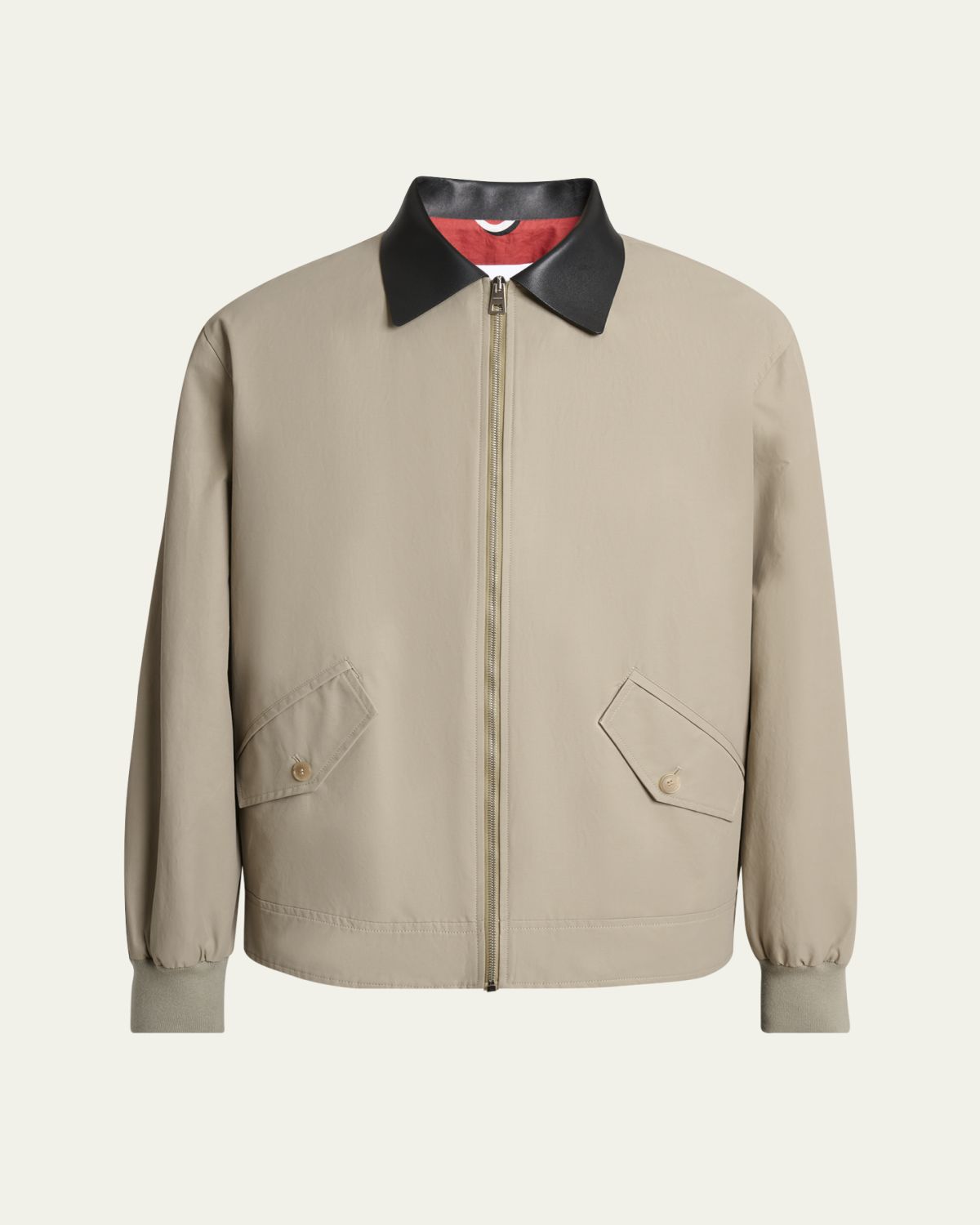 Givenchy Men's Harrington Jacket w/ Leather Coilar