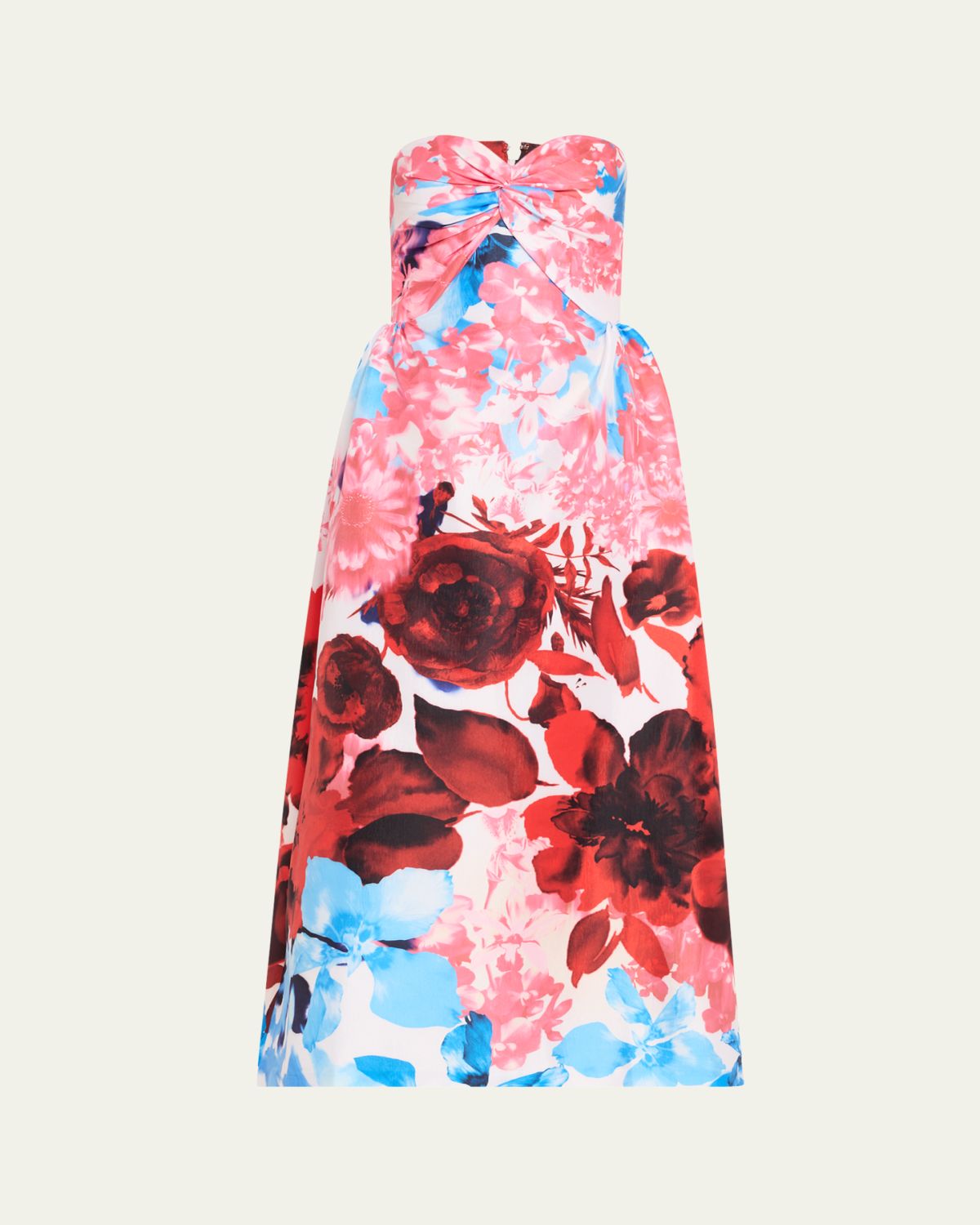 Kika Vargas Rose Garden Strapless Taffeta Dress