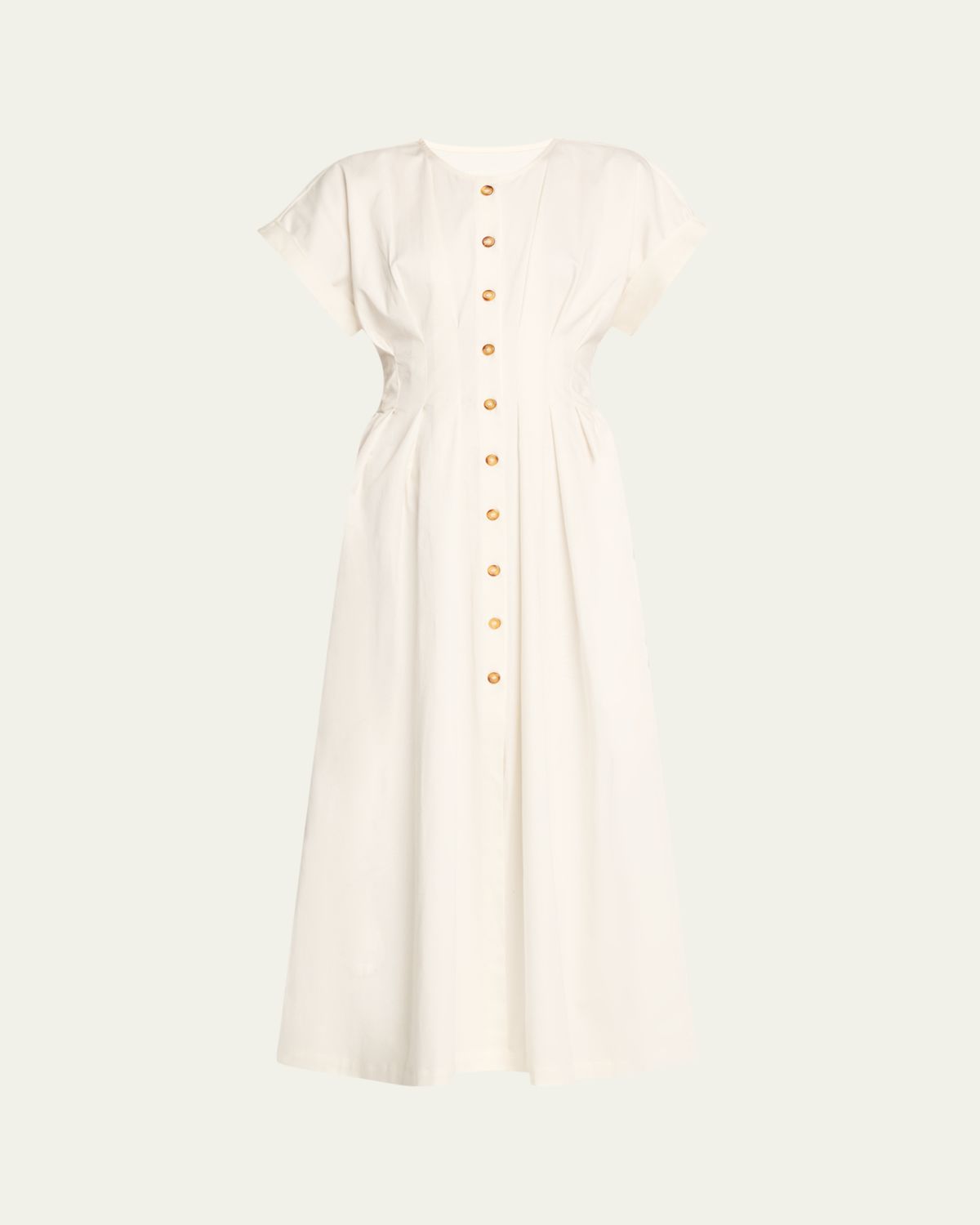 Kika Vargas Dena Pleated Midi Shirtdress