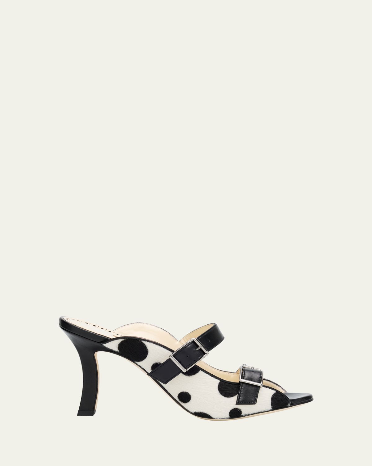 Manolo Blahnik Capbal Polka Dot Calf Hair Mule Sandals
