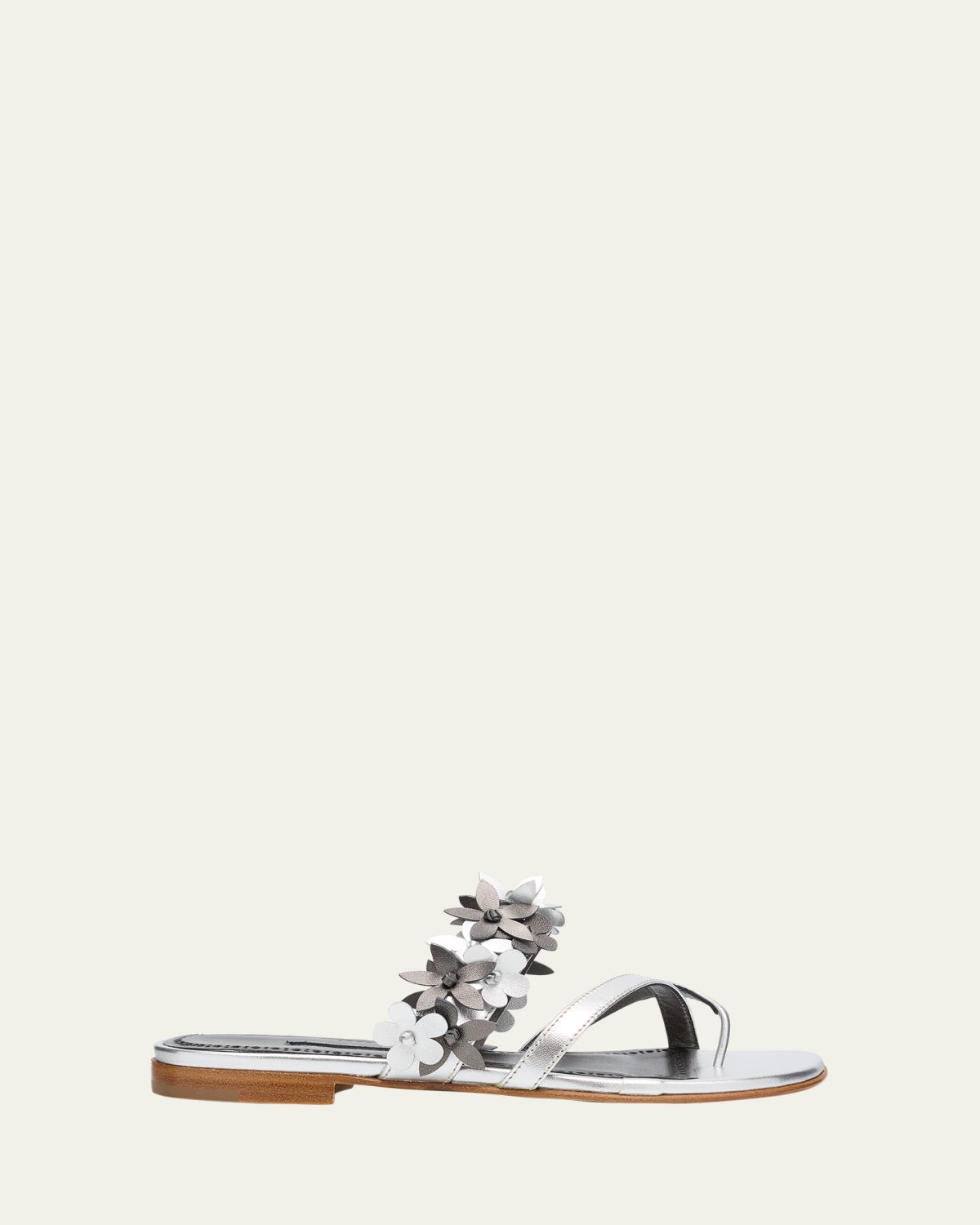 Manolo Blahnik Fiosa Leather Flat Sandals