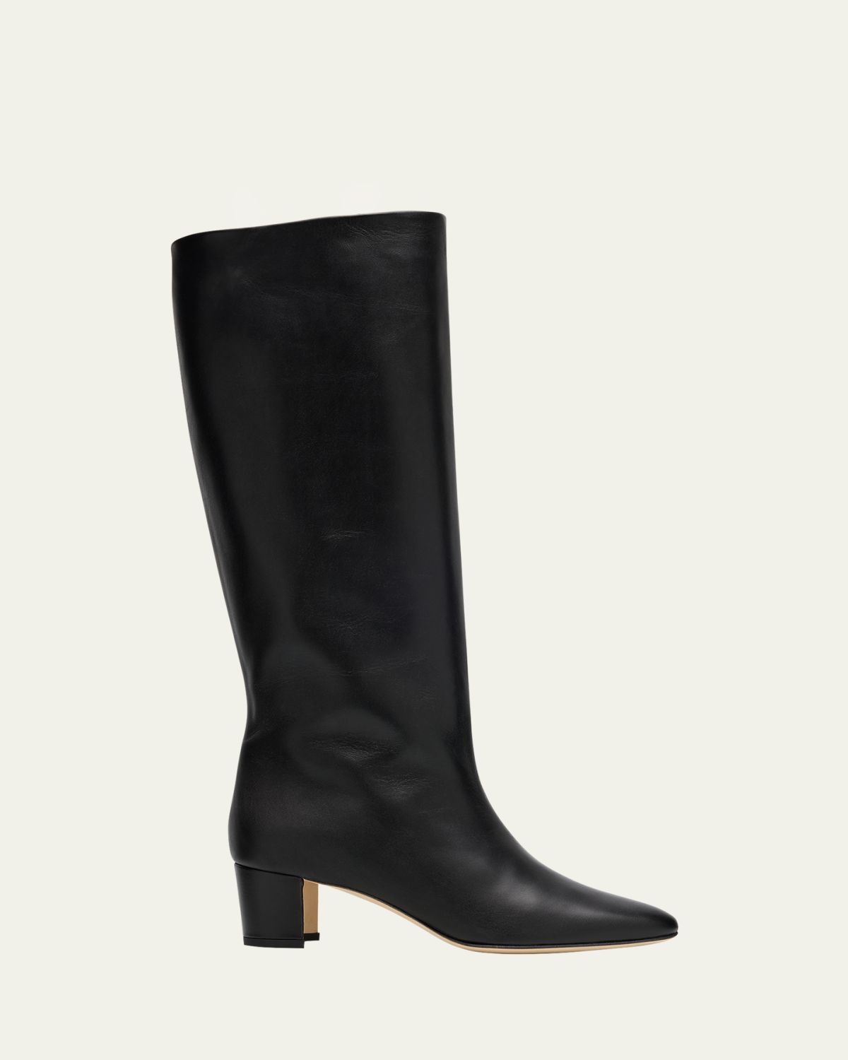 Manolo Blahnik Myra Leather Kitten Heel Boots