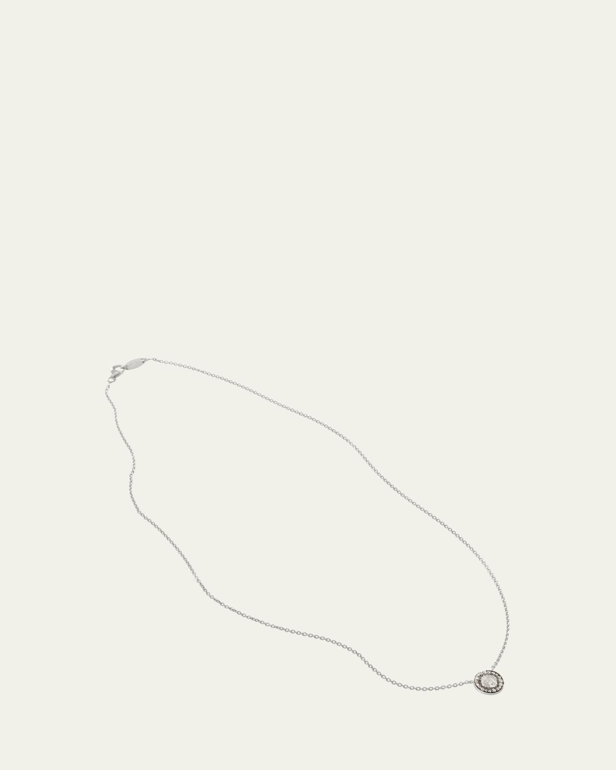 Oscar Massin Rock 18K White Gold Rose-Cut Small Diamond Halo Pendant Necklace, 18"