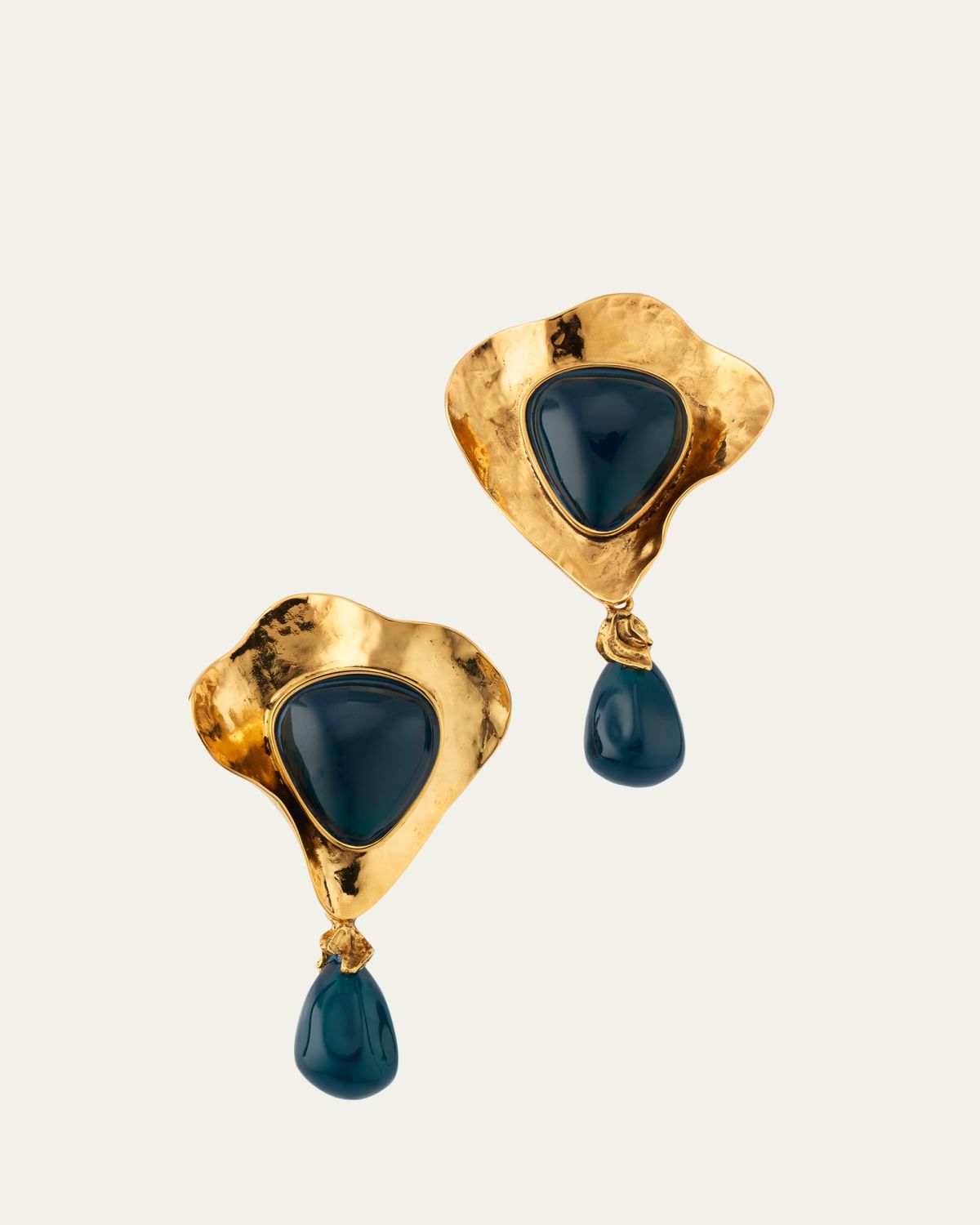 Saint Laurent Shell Jewel Tone Clip Earrings