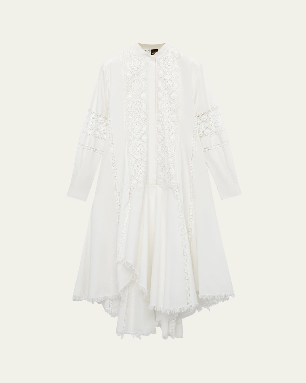 Loewe Floral Lace Fit-and-Flare Handkerchief Shirt Dress
