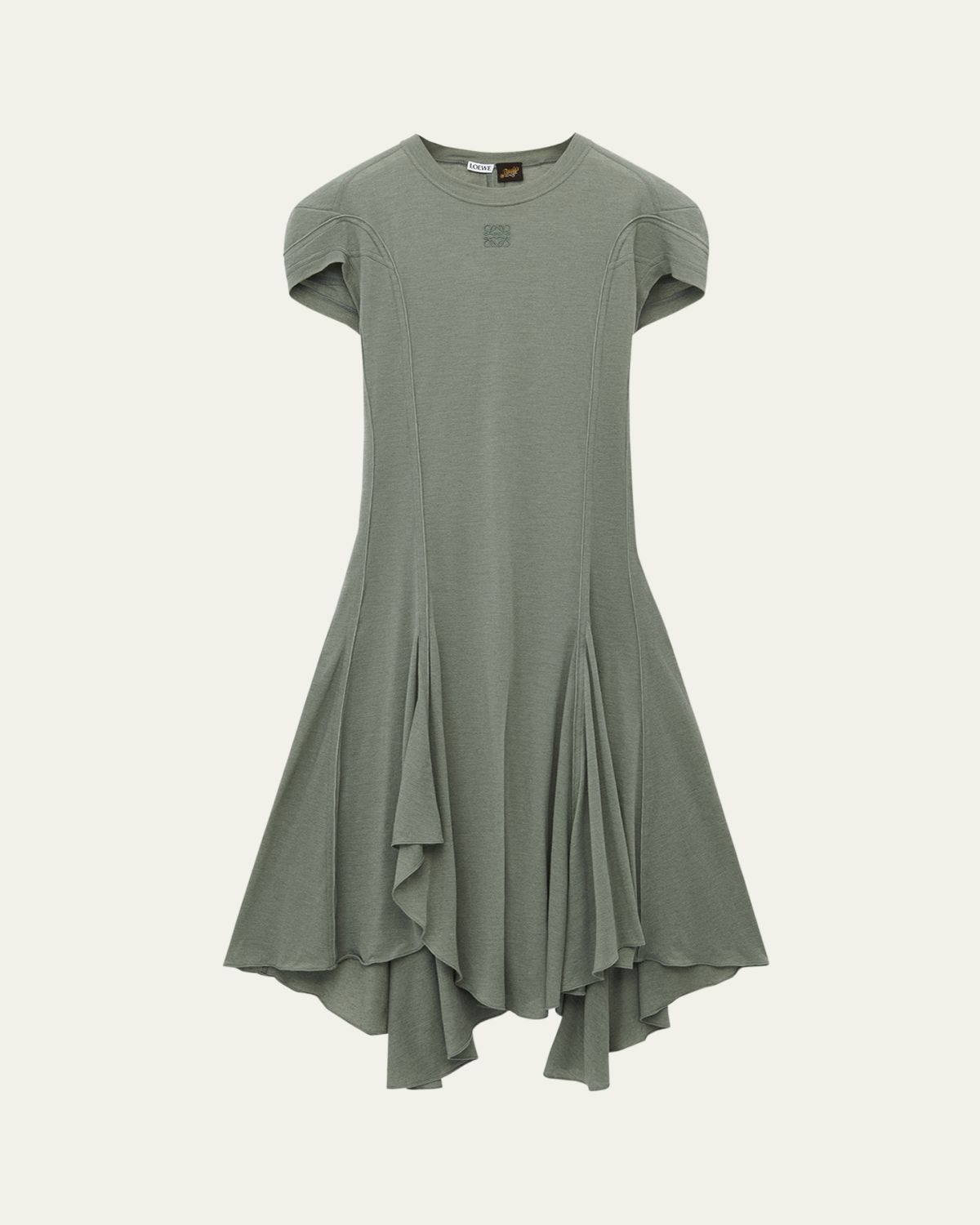 Loewe Puff-Sleeve Anagram Asymmetric Dress