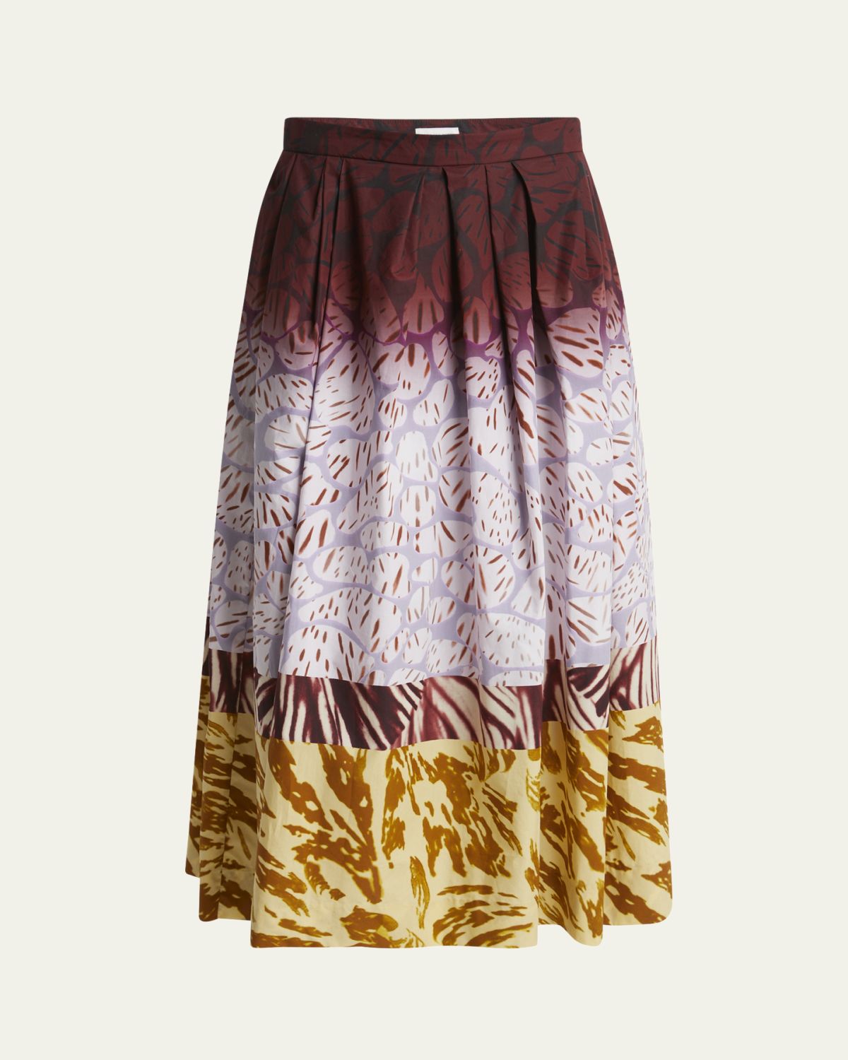 Dries Van Noten Soni Mixed-Print Pleated Skirt