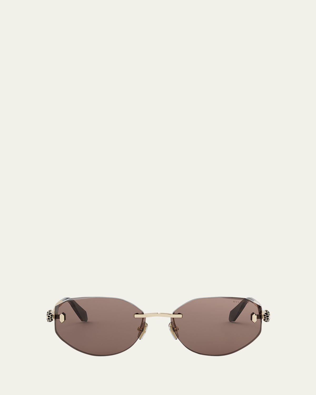BVLGARI Serpenti Forever Rimless Oval Metal Sunglasses