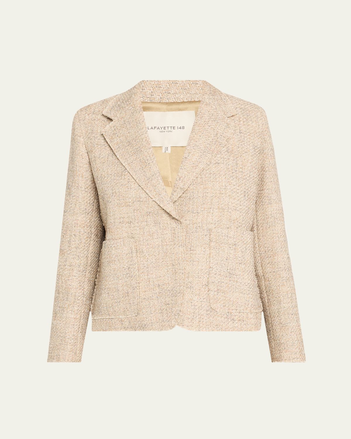 Lafayette 148 New York Cropped Woven Boyfriend Blazer