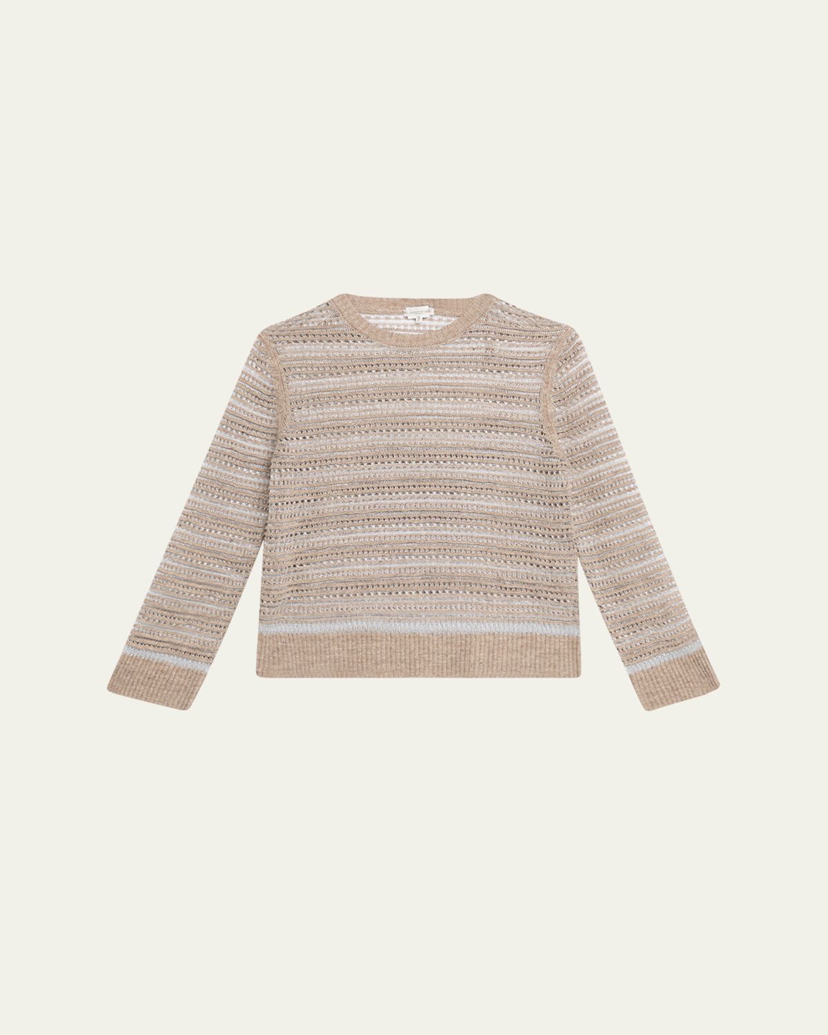 Lafayette 148 New York Crewneck Textured Lace & Ottoman Stitch Sweater