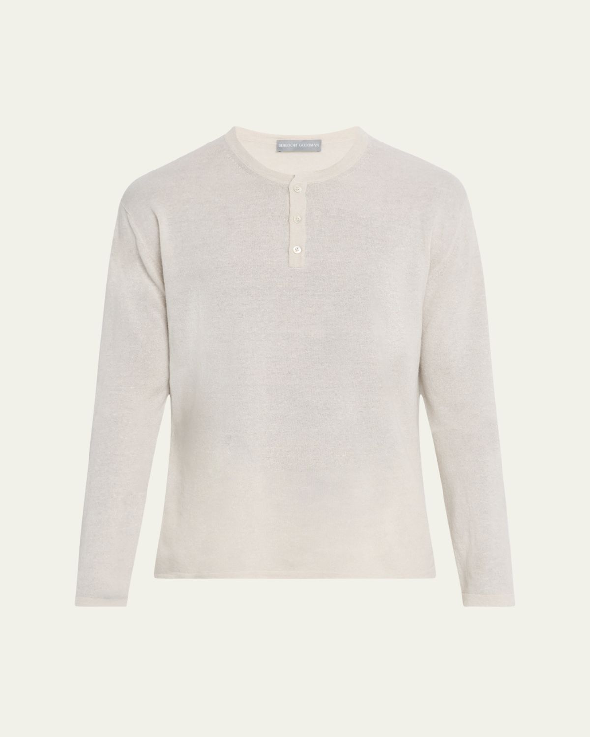 Bergdorf Goodman Men's Cashmere and Linen Henley Sweater | Thumbnail 6