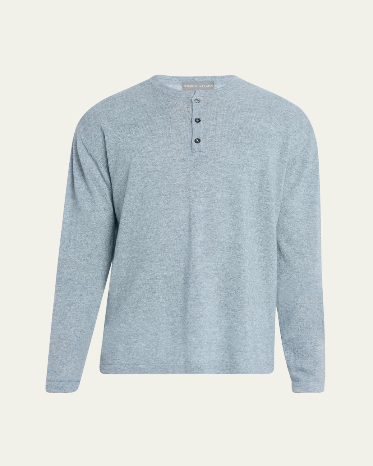 Bergdorf Goodman Men's Cashmere and Linen Henley Sweater