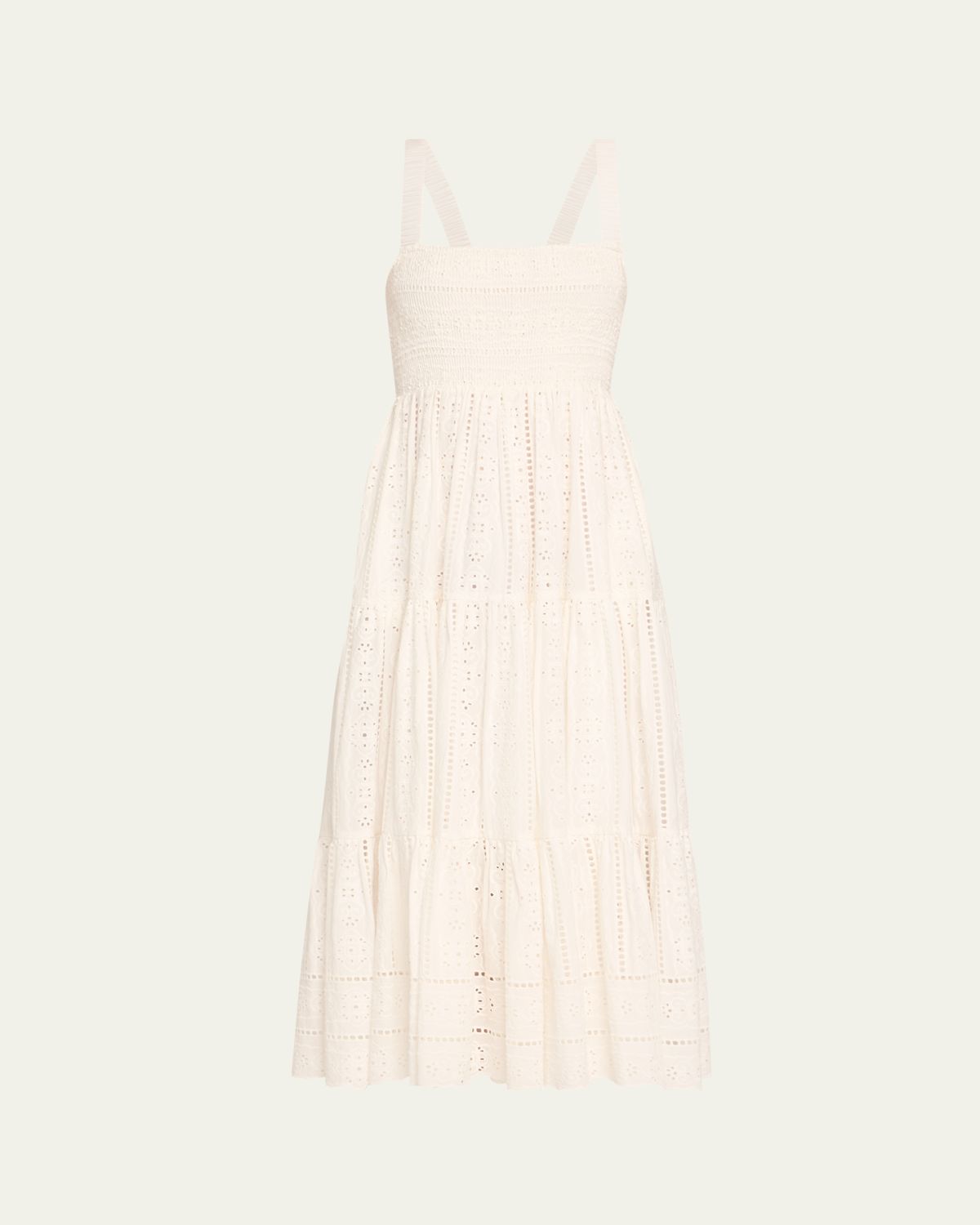 Cara Cara Taormina Cotton Eyelet Square-Neck Midi Dress