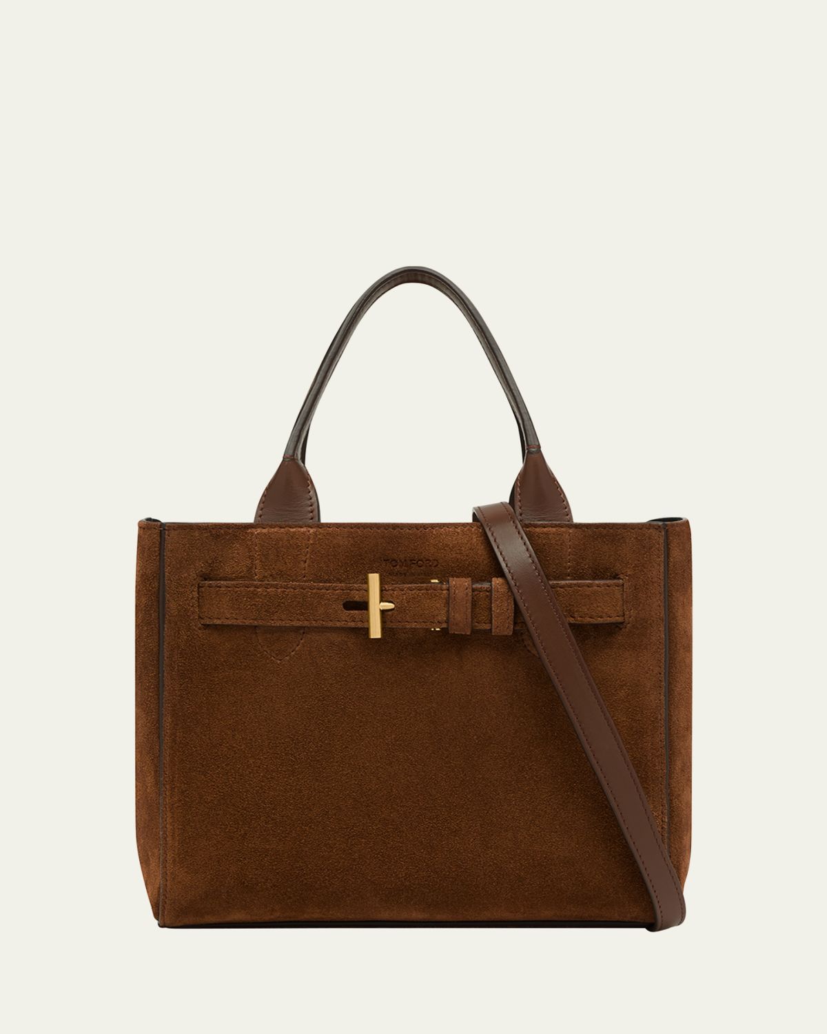 TOM FORD Audrey Small Belted Tote Bag in Suede