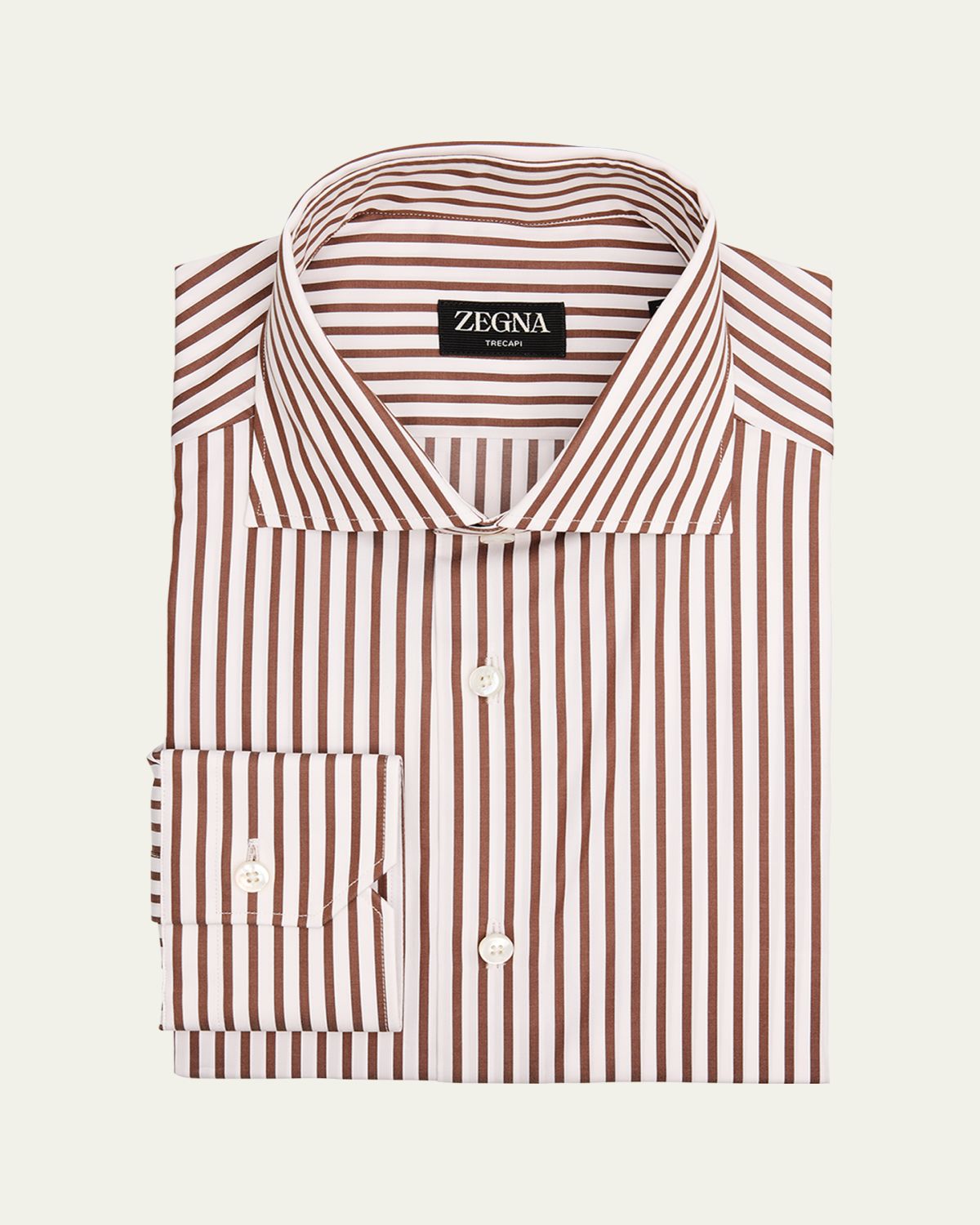 ZEGNA Men's Trecapi Cotton Bengal Stripe Dress Shirt | Thumbnail 3 ZEGNA Men's Trecapi Cotton Bengal Stripe Dress Shirt | Thumbnail 3