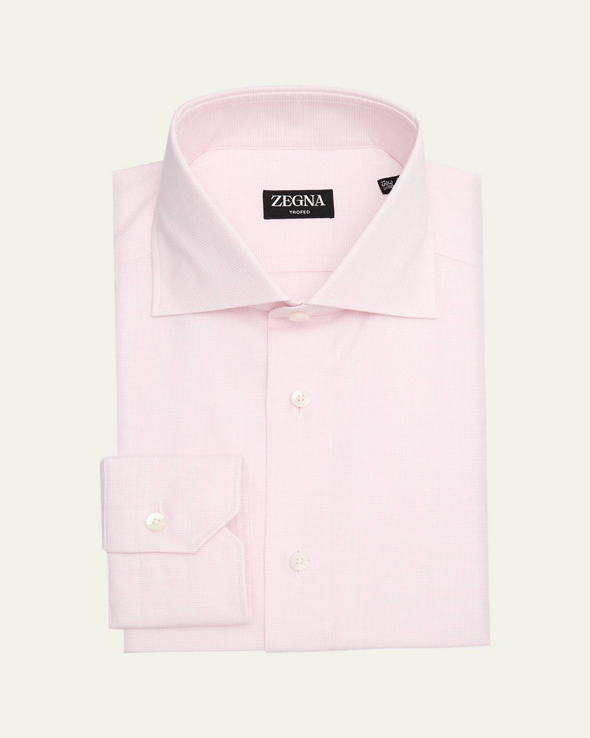 ZEGNA Men's Micro-Check Trofeo Cotton Dress Shirt | Thumbnail 3 ZEGNA Men's Micro-Check Trofeo Cotton Dress Shirt | Thumbnail 3