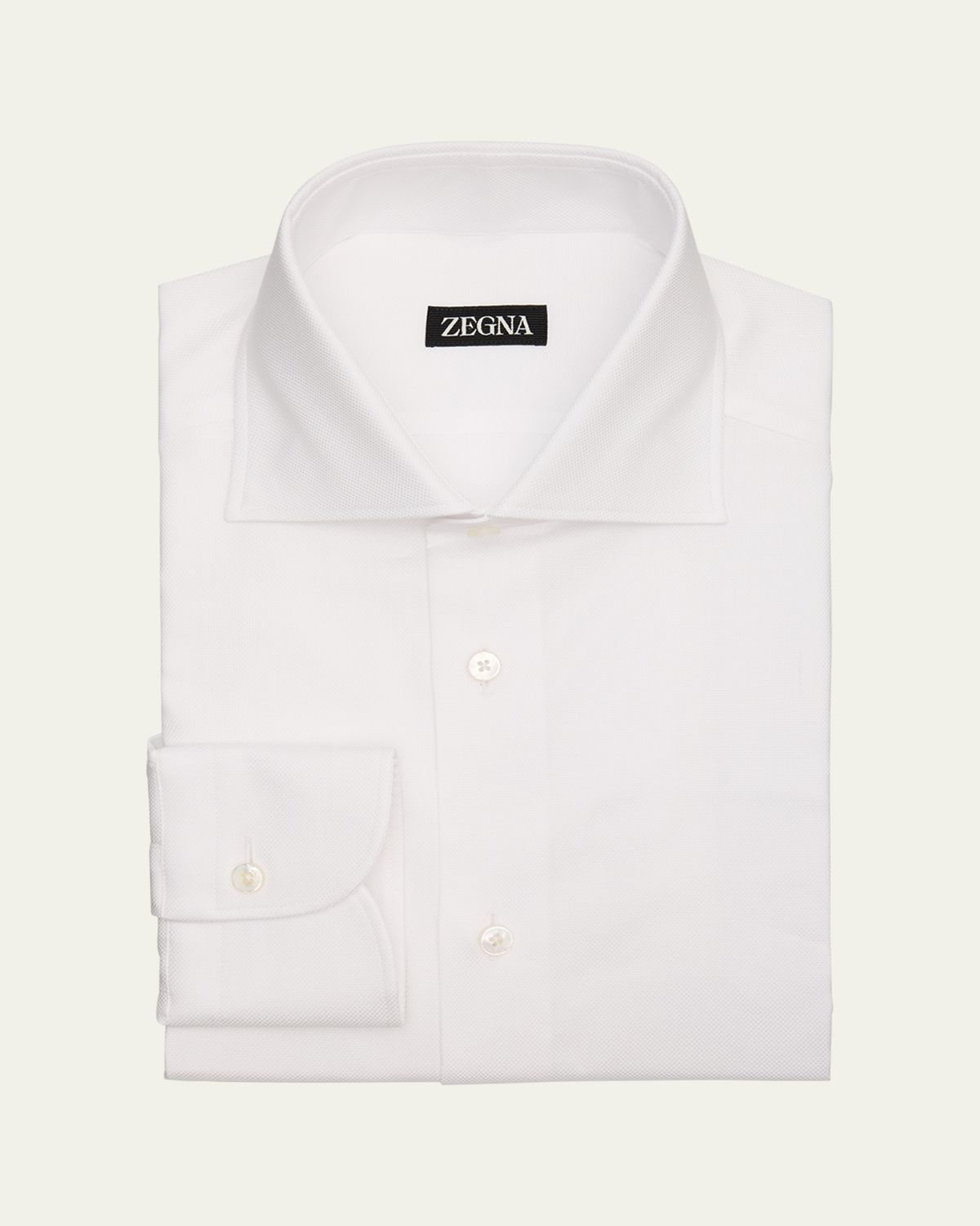 ZEGNA Men's Cotton Oxford Spread-Collar Dress Shirt