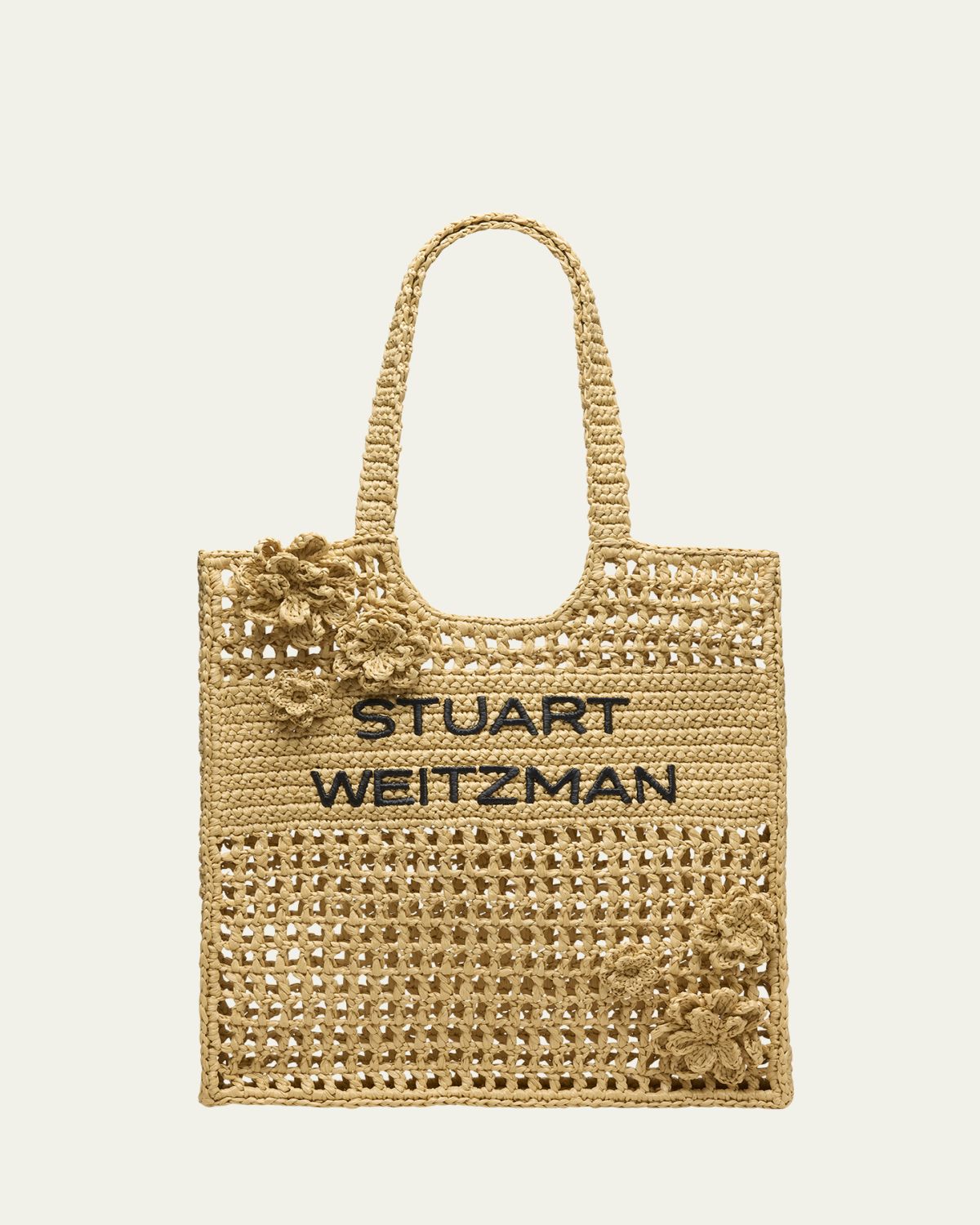 Stuart Weitzman Magnolia Flower Raffia Tote Bag