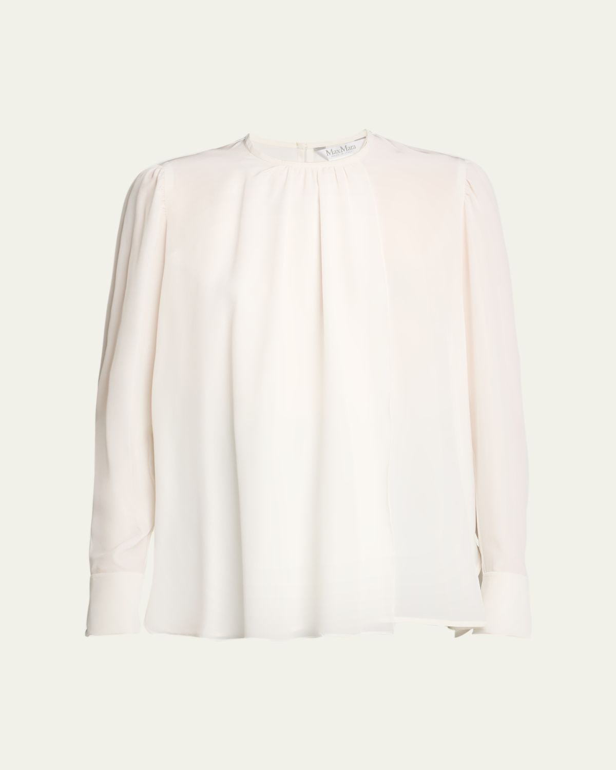 Max Mara Carol Gathered Embellished-Cuff Silk Blouse