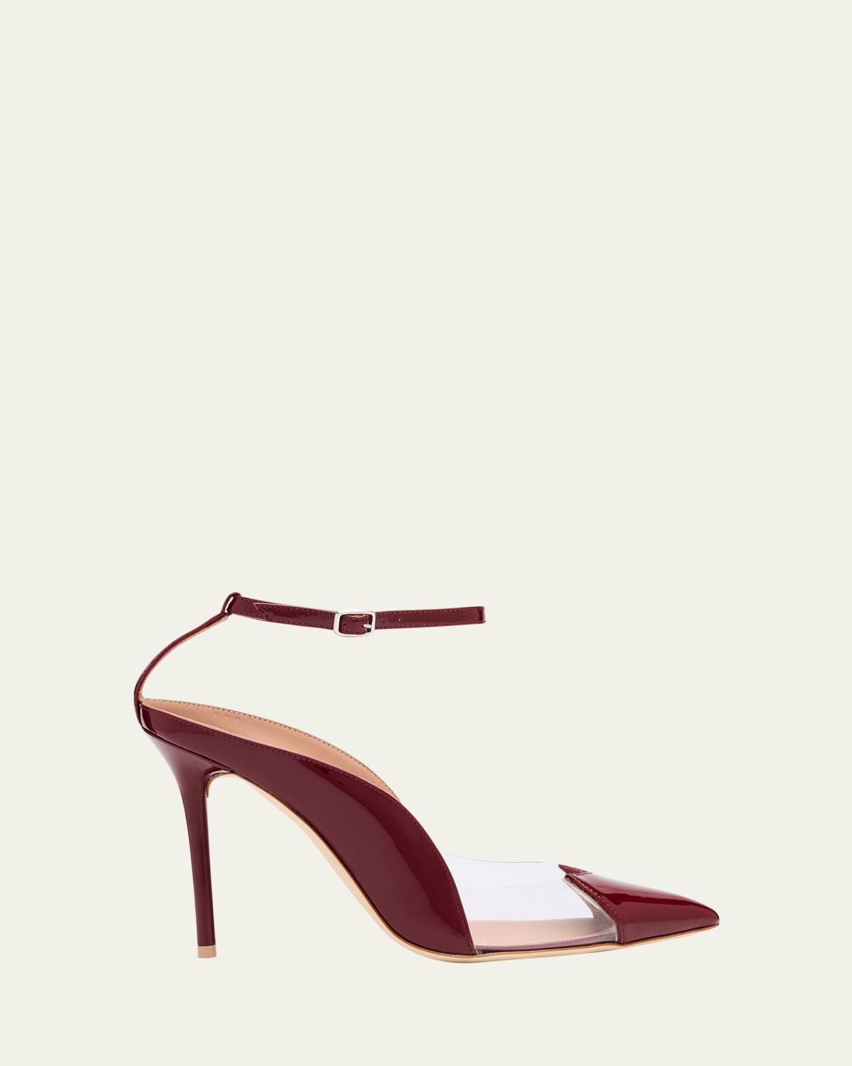 Malone Souliers Malia M-Shaped Pointed Cap Toe Leather Pumps