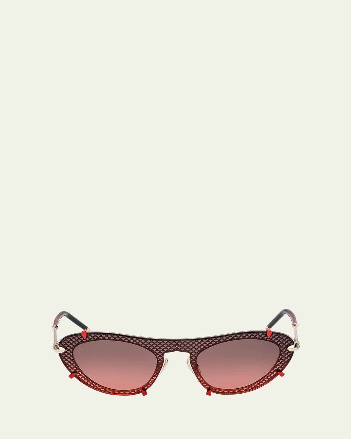 Christian Louboutin Miss Z Spiked Oval Acetate Sunglasses
