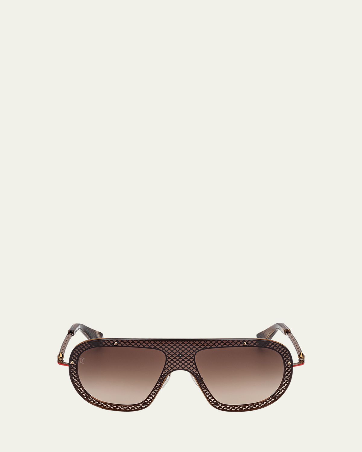 Christian Louboutin Studded Metal Shield Sunglasses