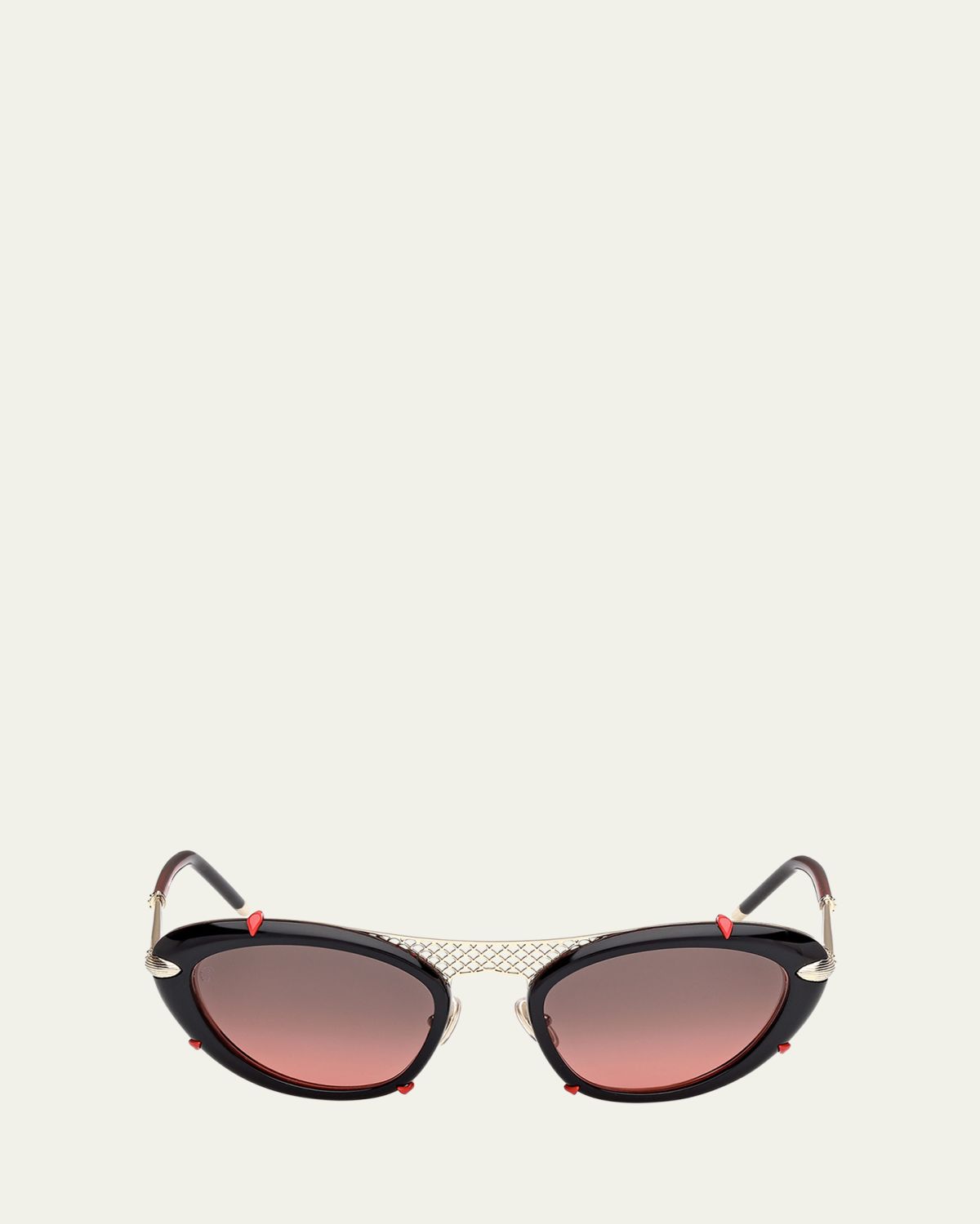 Christian Louboutin Miss Z Spiked Oval Acetate Sunglasses