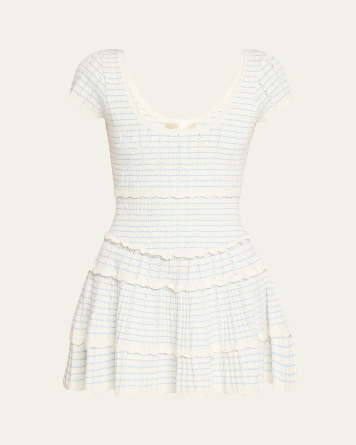 LoveShackFancy Elisavette Striped Stretch Pointelle Mini Dress