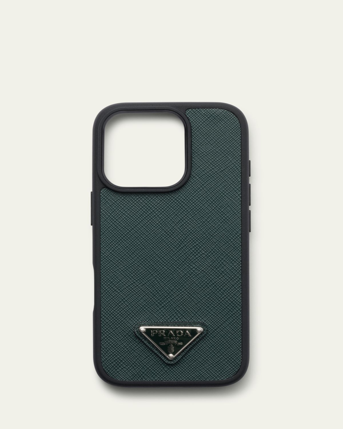 Prada Men's iPhone 16 Pro Leather Triangle Logo Case