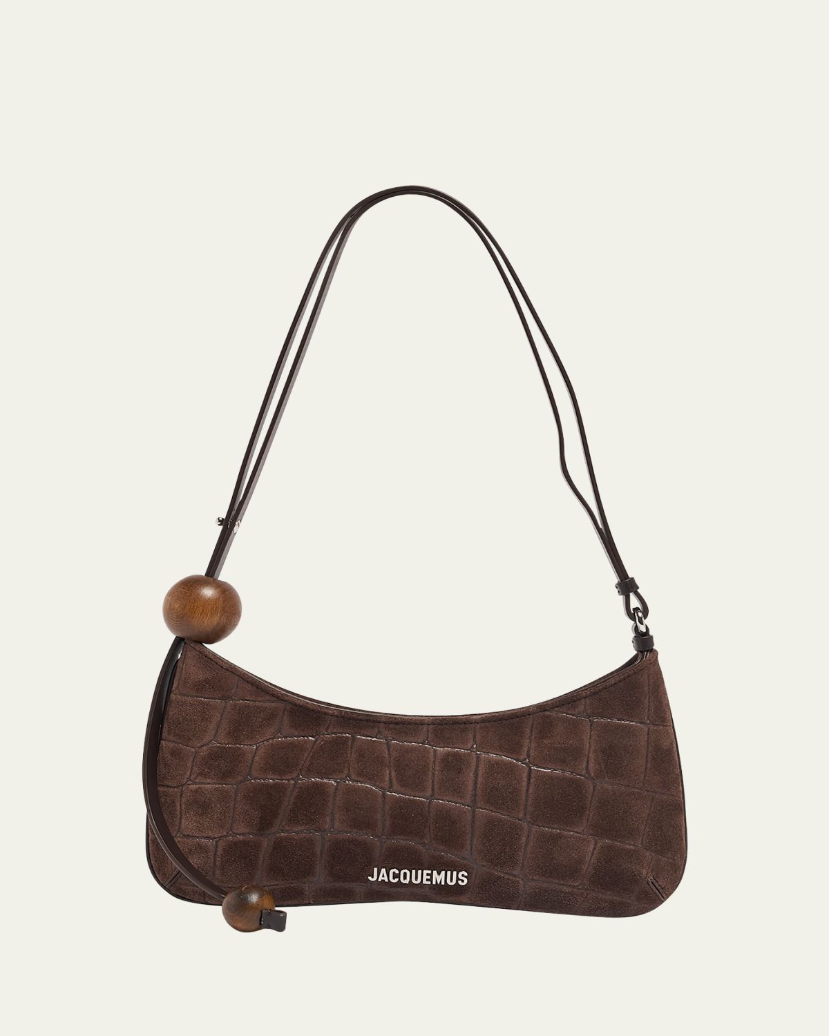Jacquemus Le Bisou Croc-Embossed Suede Shoulder Bag
