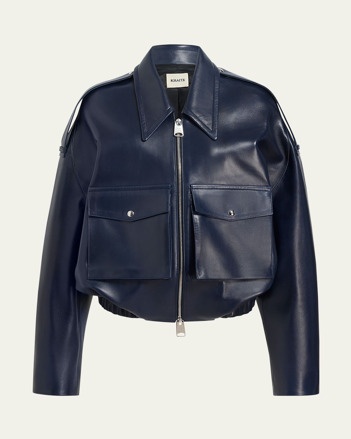 Khaite Owey Leather Bomber Jacket