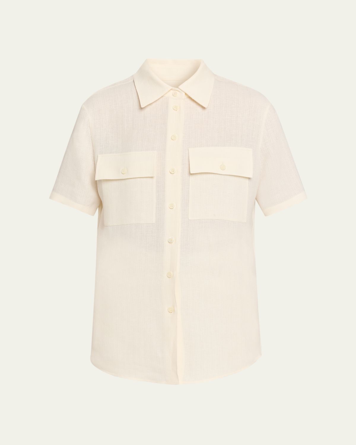 Loro Piana Shirley Short-Sleeve Light Linen Crepe Shirt