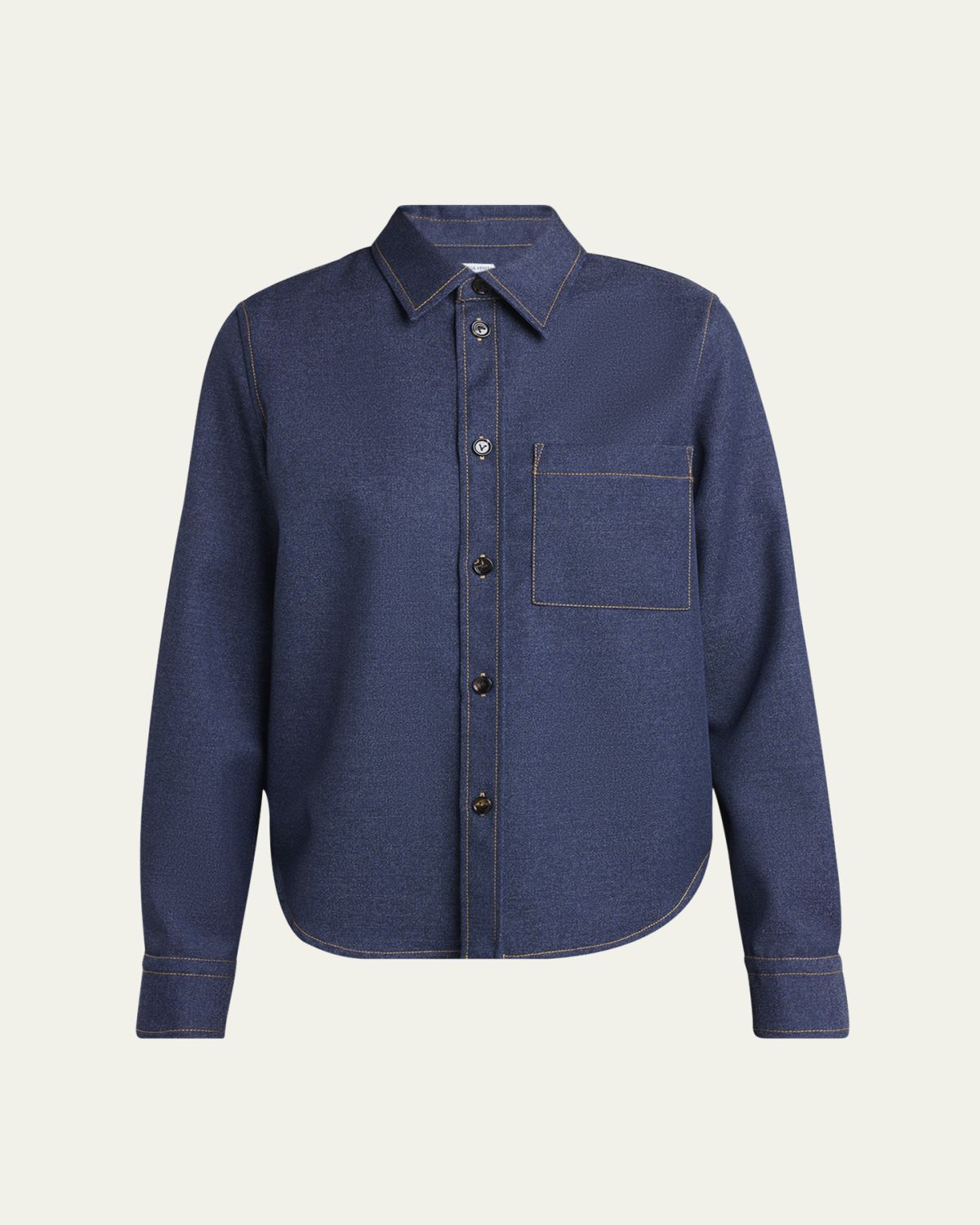 Bottega Veneta Melange Wool Cotton Drill Button-Down Shirt