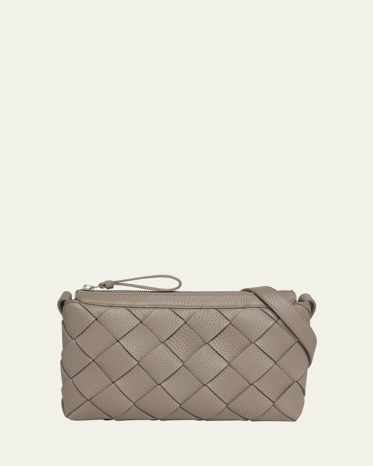 Bottega Veneta Men's Diago Zip Intreccio Taurillon Messenger Bag